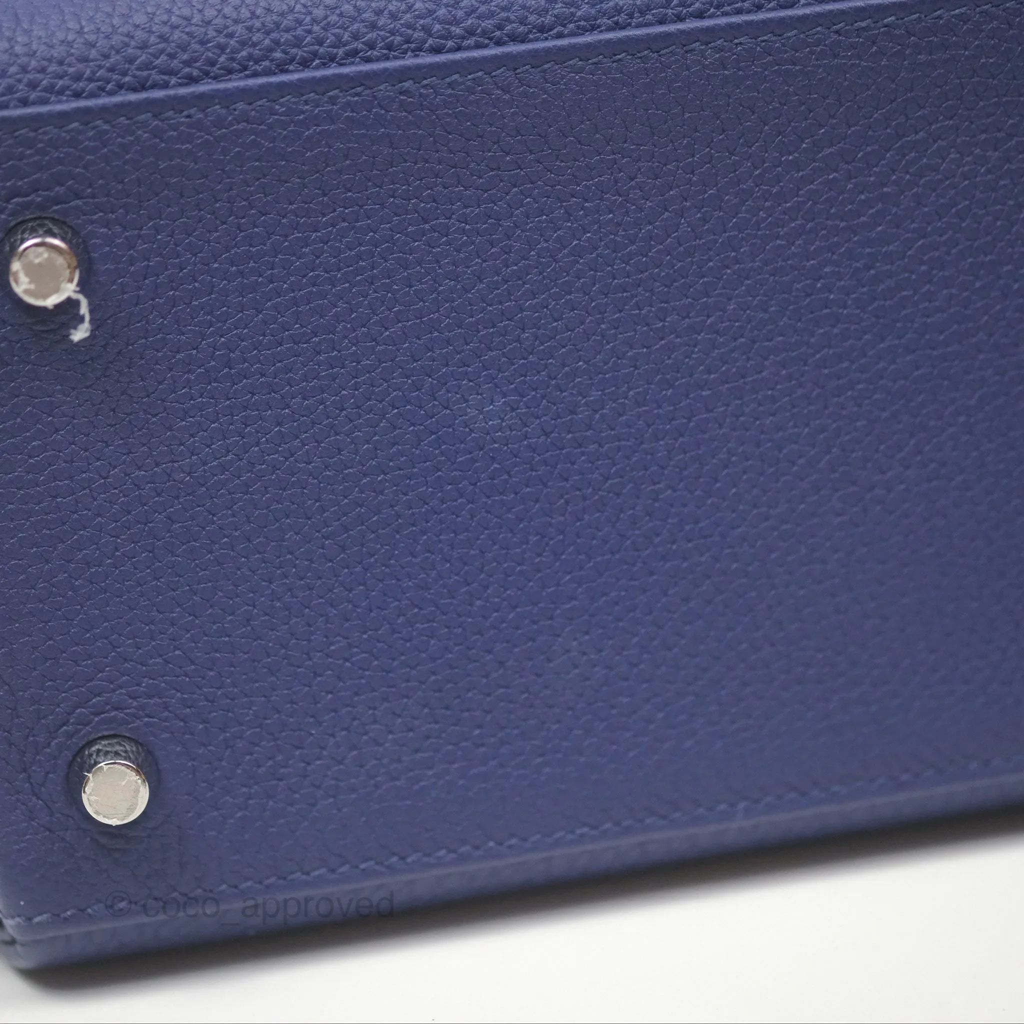 - DM/Email To Purchase - Herms Kelly 32 Retourne Touch Bleu Encre Croc TM Palladium Hardware