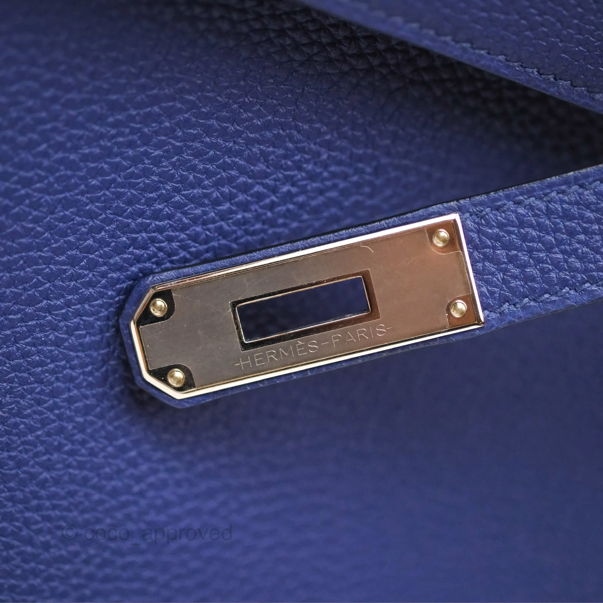 - DM/Email To Purchase - Herms Kelly 32 Retourne Touch Bleu Encre Croc TM Palladium Hardware