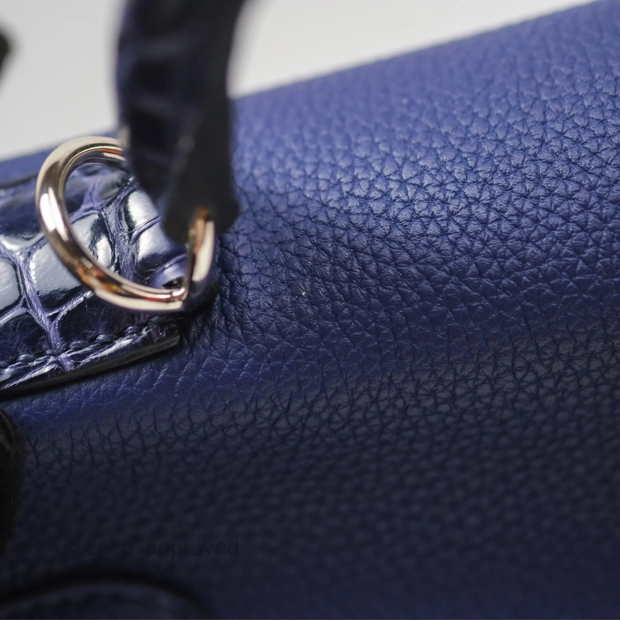 - DM/Email To Purchase - Herms Kelly 32 Retourne Touch Bleu Encre Croc TM Palladium Hardware