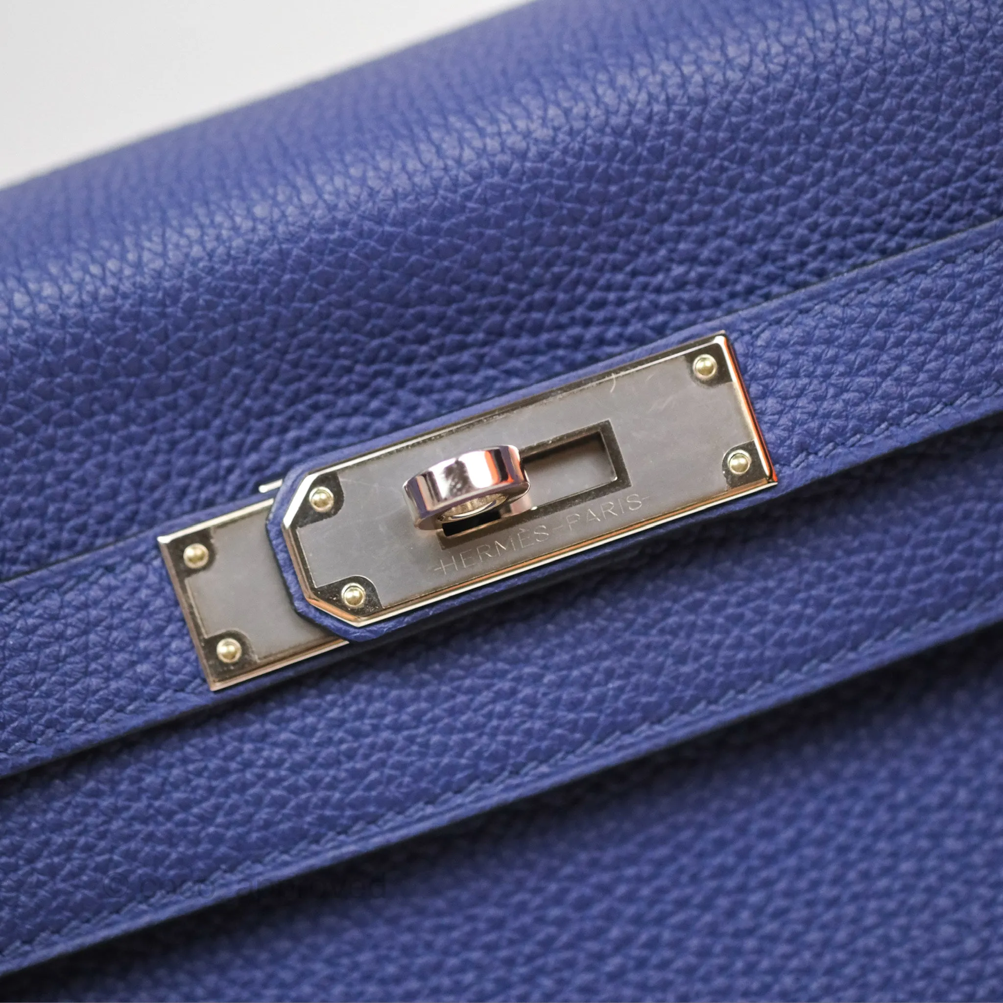 - DM/Email To Purchase - Herms Kelly 32 Retourne Touch Bleu Encre Croc TM Palladium Hardware