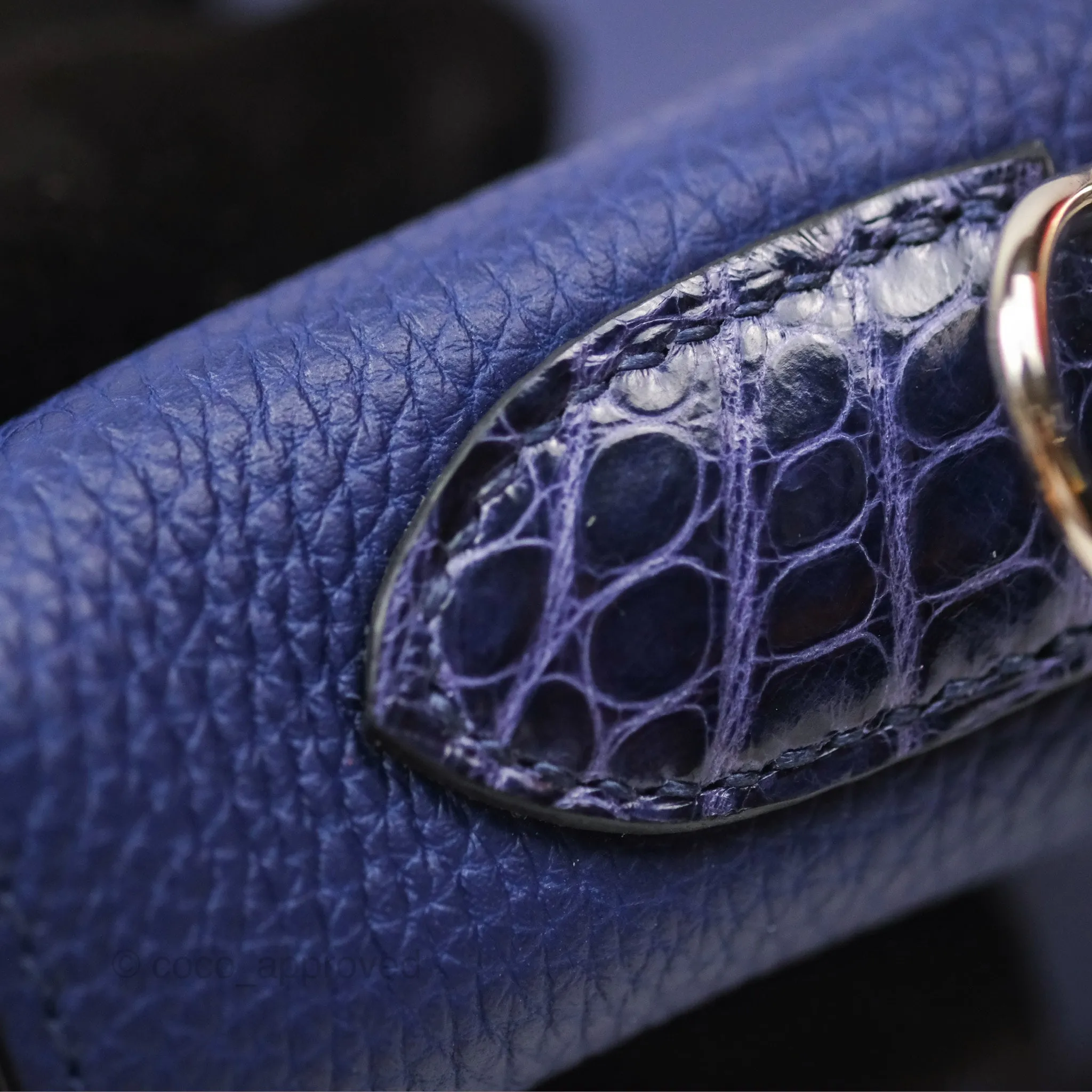 - DM/Email To Purchase - Herms Kelly 32 Retourne Touch Bleu Encre Croc TM Palladium Hardware