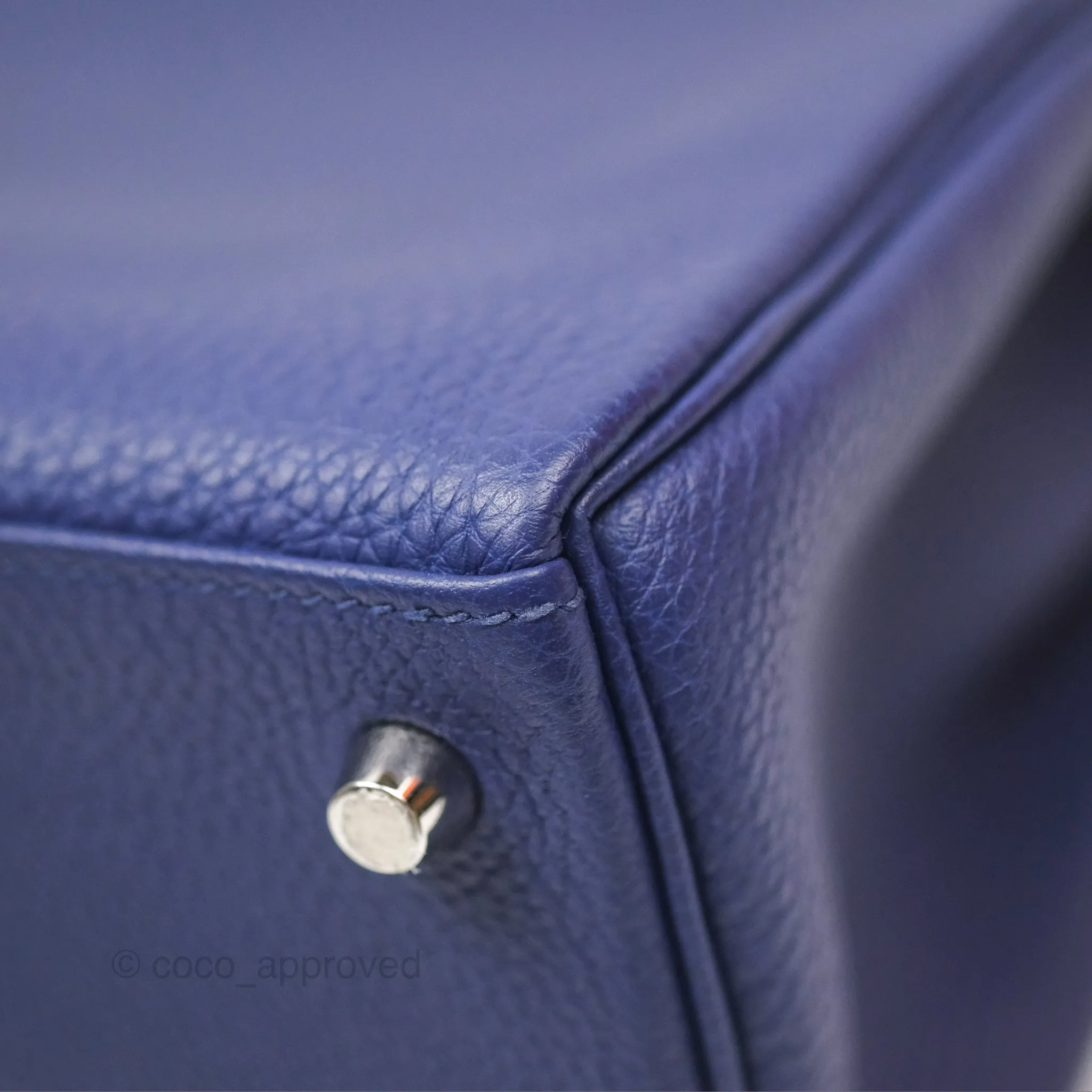 - DM/Email To Purchase - Herms Kelly 32 Retourne Touch Bleu Encre Croc TM Palladium Hardware