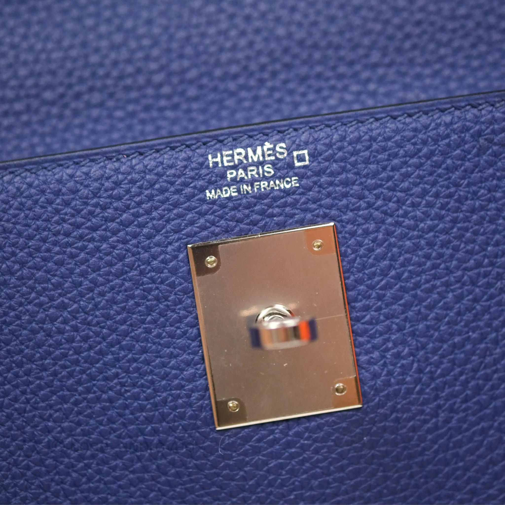 - DM/Email To Purchase - Herms Kelly 32 Retourne Touch Bleu Encre Croc TM Palladium Hardware