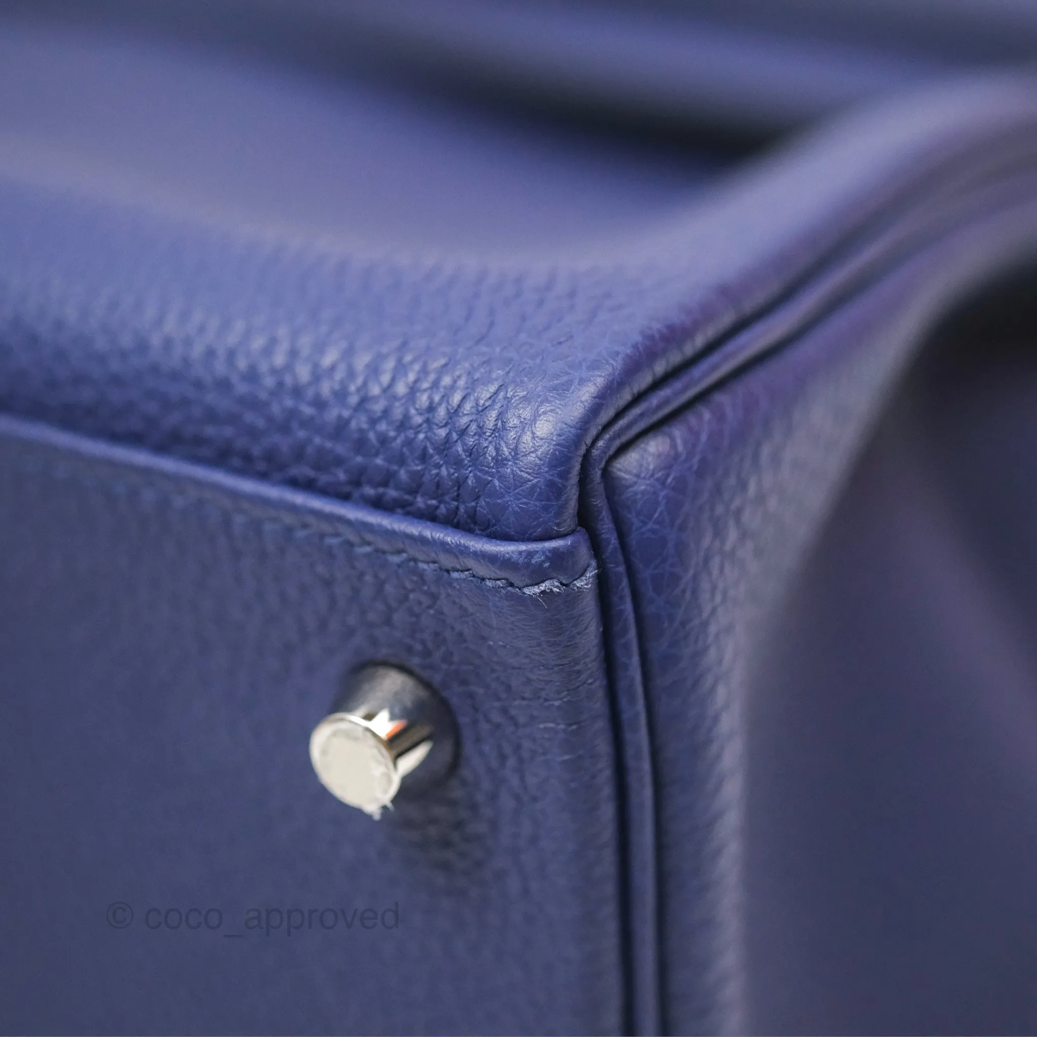- DM/Email To Purchase - Herms Kelly 32 Retourne Touch Bleu Encre Croc TM Palladium Hardware