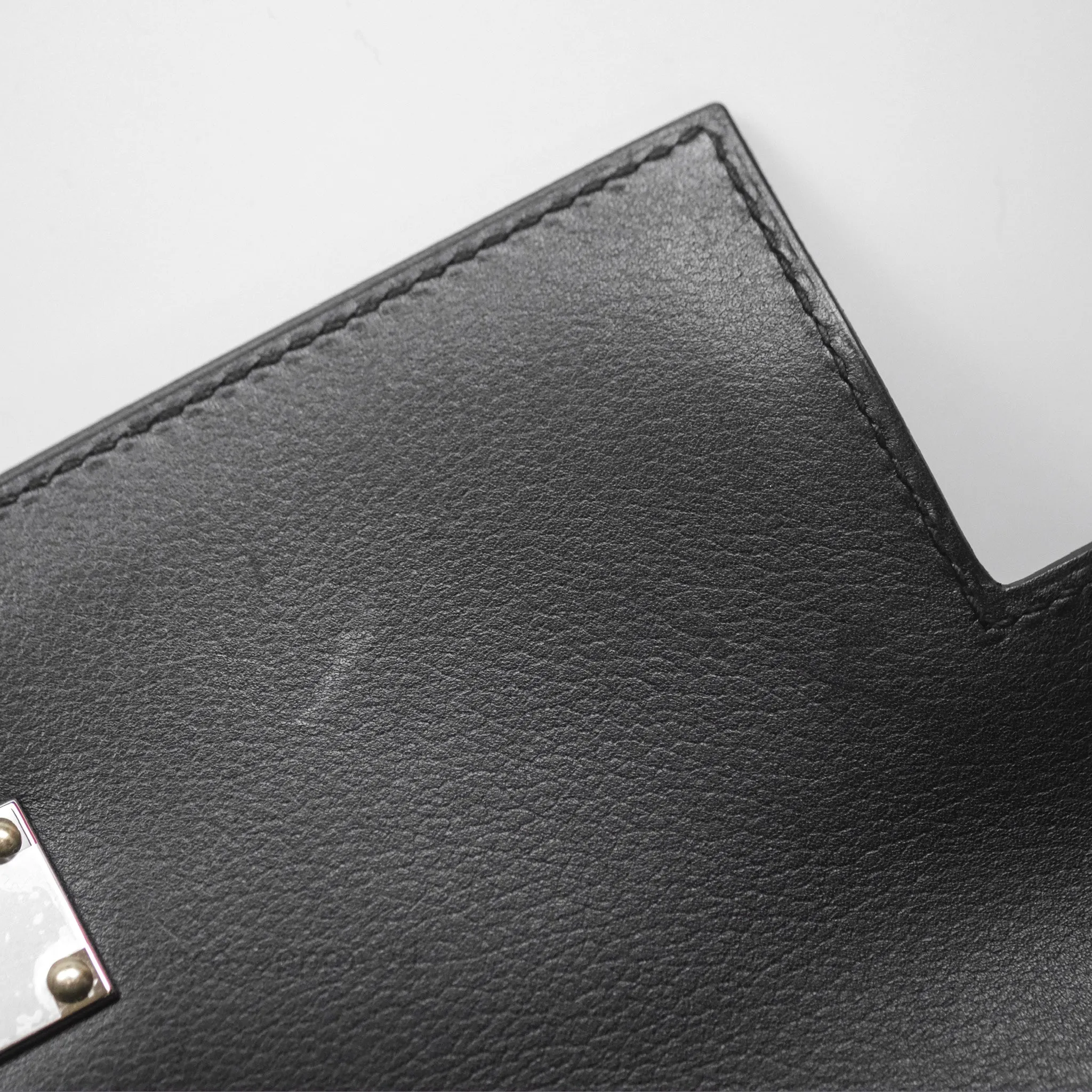 - DM/Email To Purchase - Herms Kelly Messenger PM Bag 89 Noir Evergrain Palladium Hardware