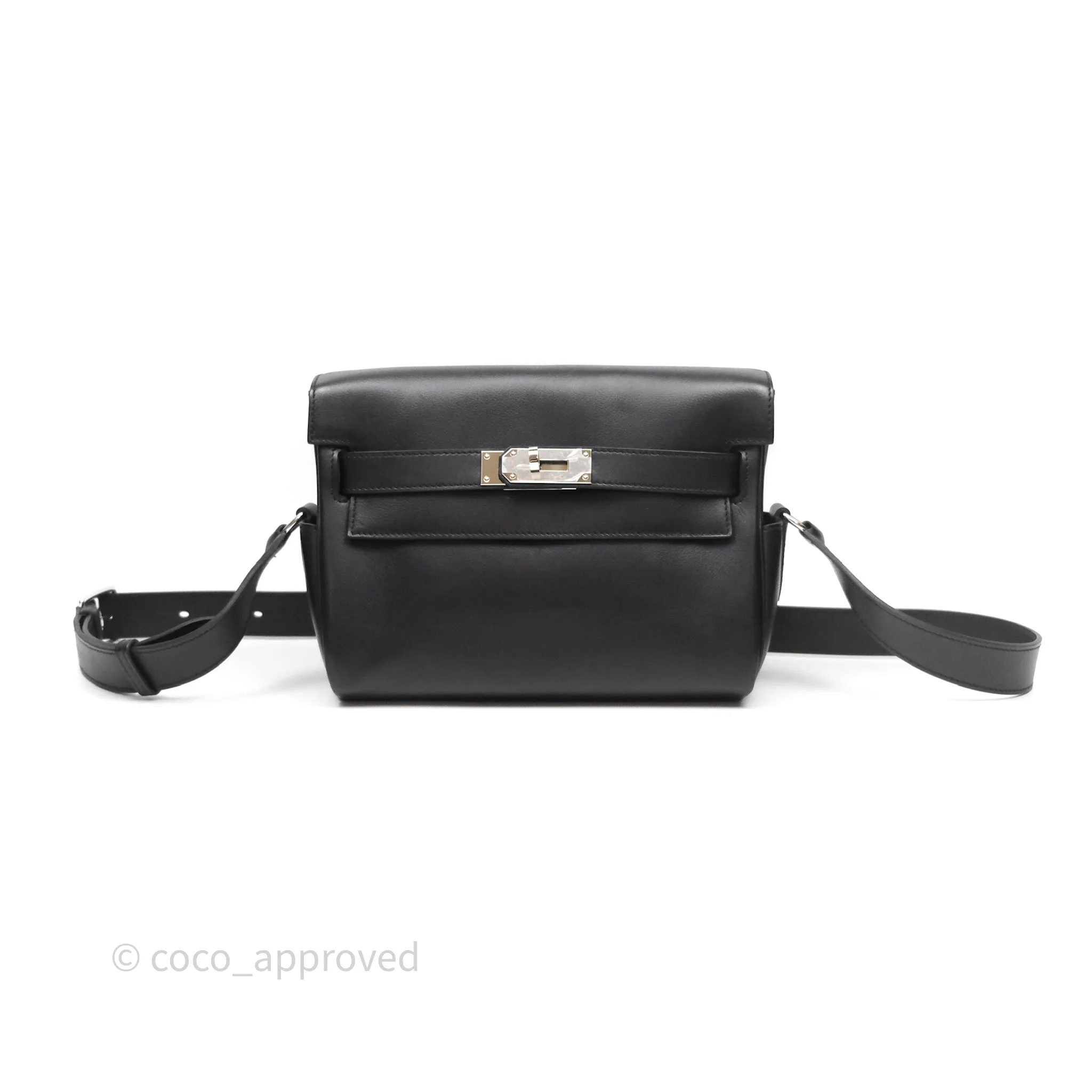 - DM/Email To Purchase - Herms Kelly Messenger PM Bag 89 Noir Evergrain Palladium Hardware