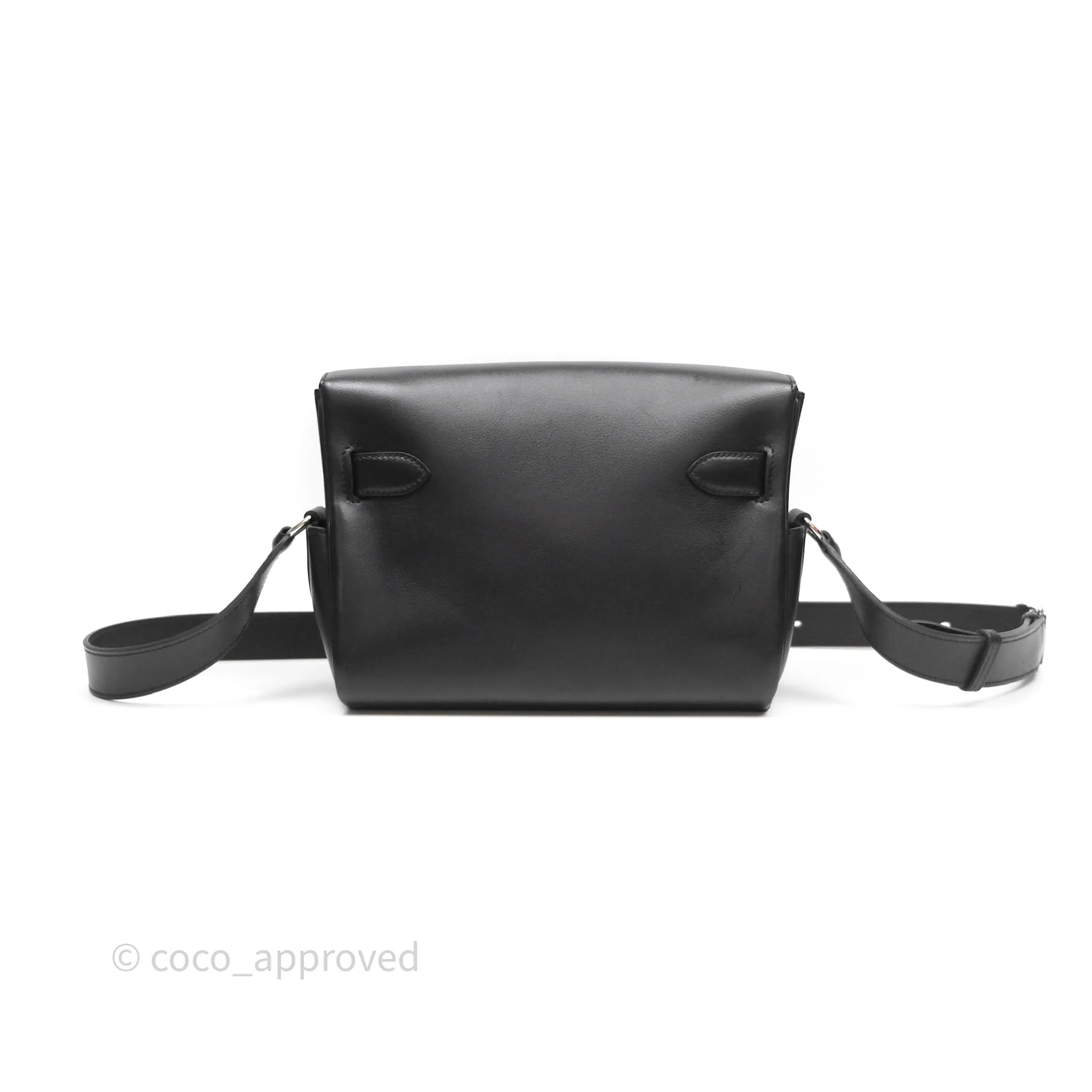 - DM/Email To Purchase - Herms Kelly Messenger PM Bag 89 Noir Evergrain Palladium Hardware