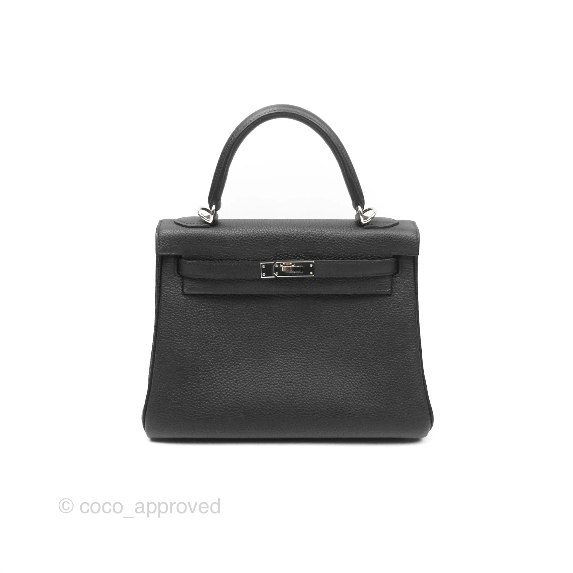 - DM/Email To Purchase - Herms Retourne Kelly 25 Black Togo Palladium Hardware