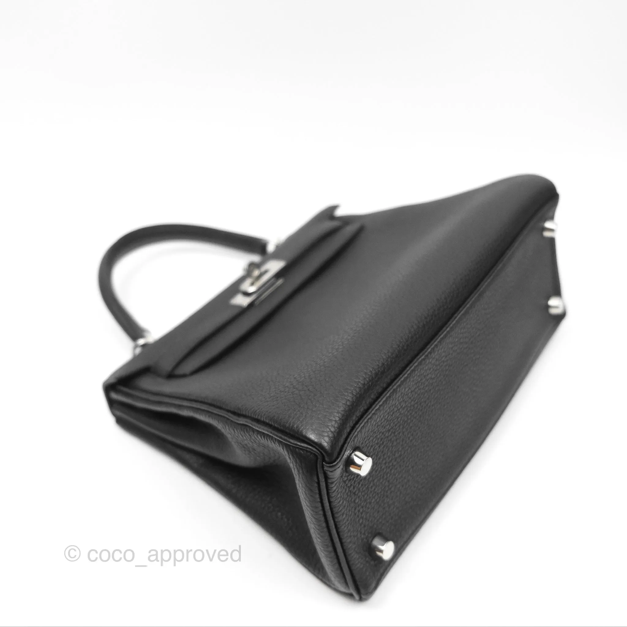 - DM/Email To Purchase - Herms Retourne Kelly 25 Black Togo Palladium Hardware