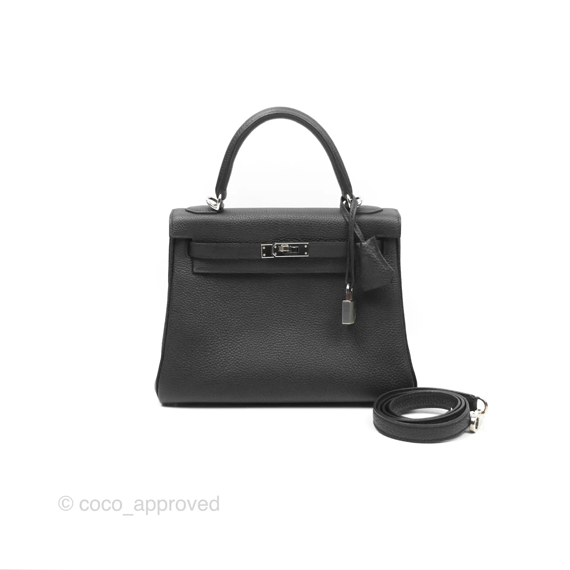 - DM/Email To Purchase - Herms Retourne Kelly 25 Black Togo Palladium Hardware