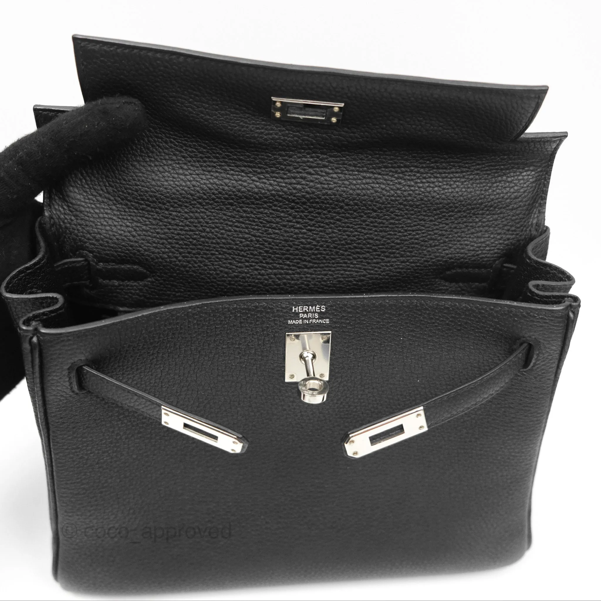 - DM/Email To Purchase - Herms Retourne Kelly 25 Black Togo Palladium Hardware