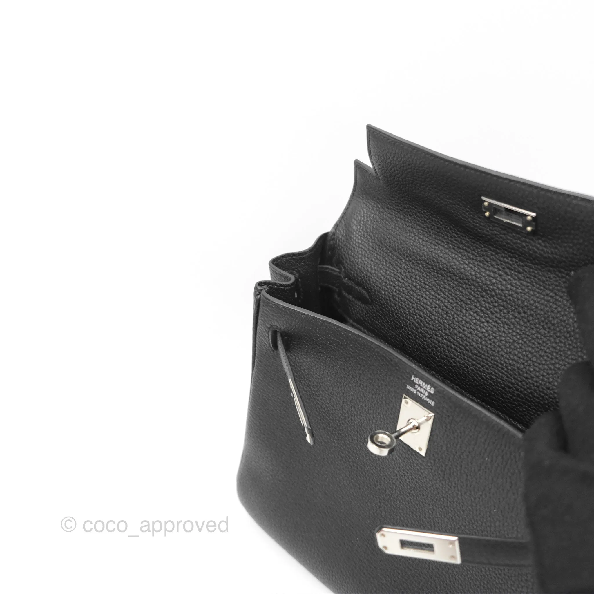 - DM/Email To Purchase - Herms Retourne Kelly 25 Black Togo Palladium Hardware