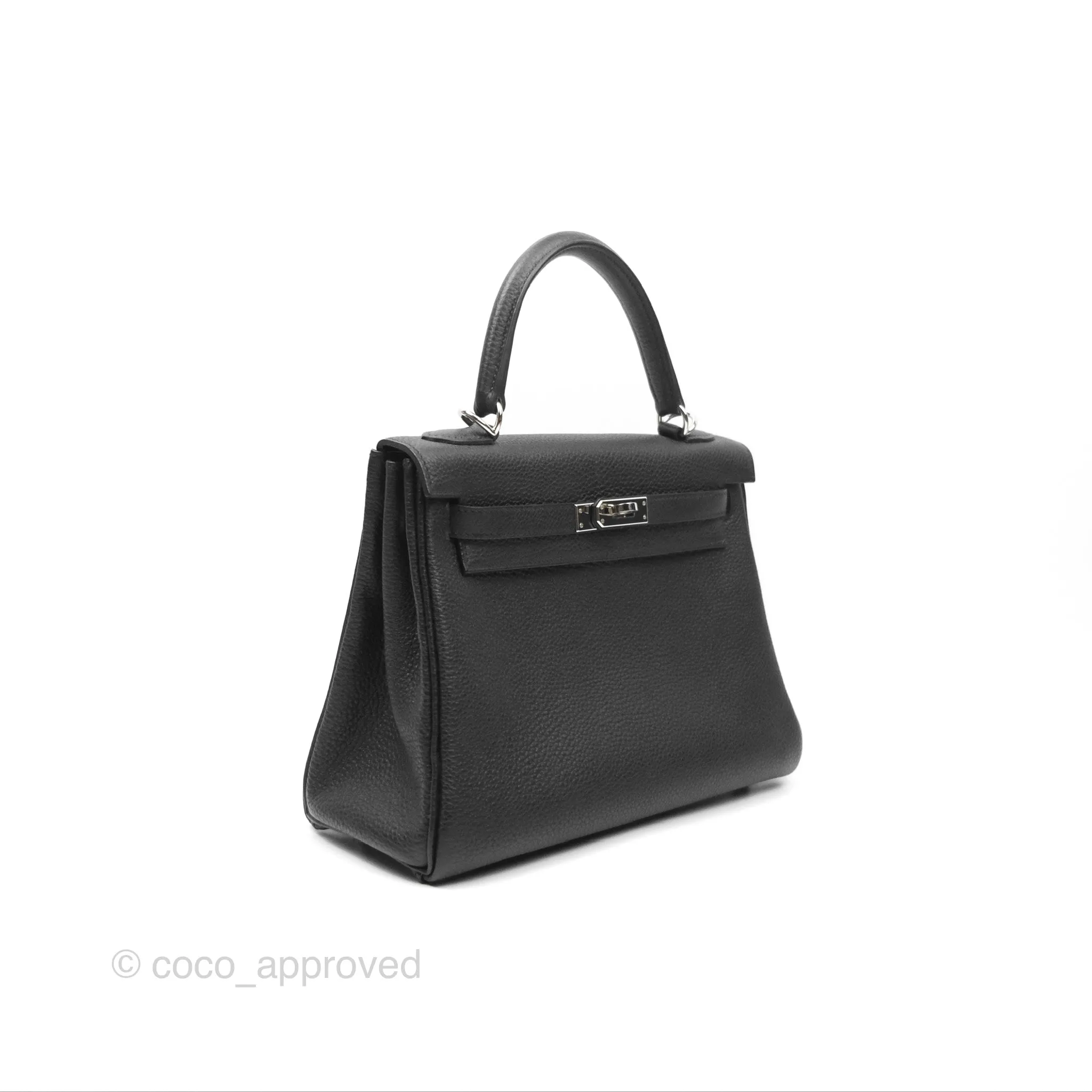 - DM/Email To Purchase - Herms Retourne Kelly 25 Black Togo Palladium Hardware