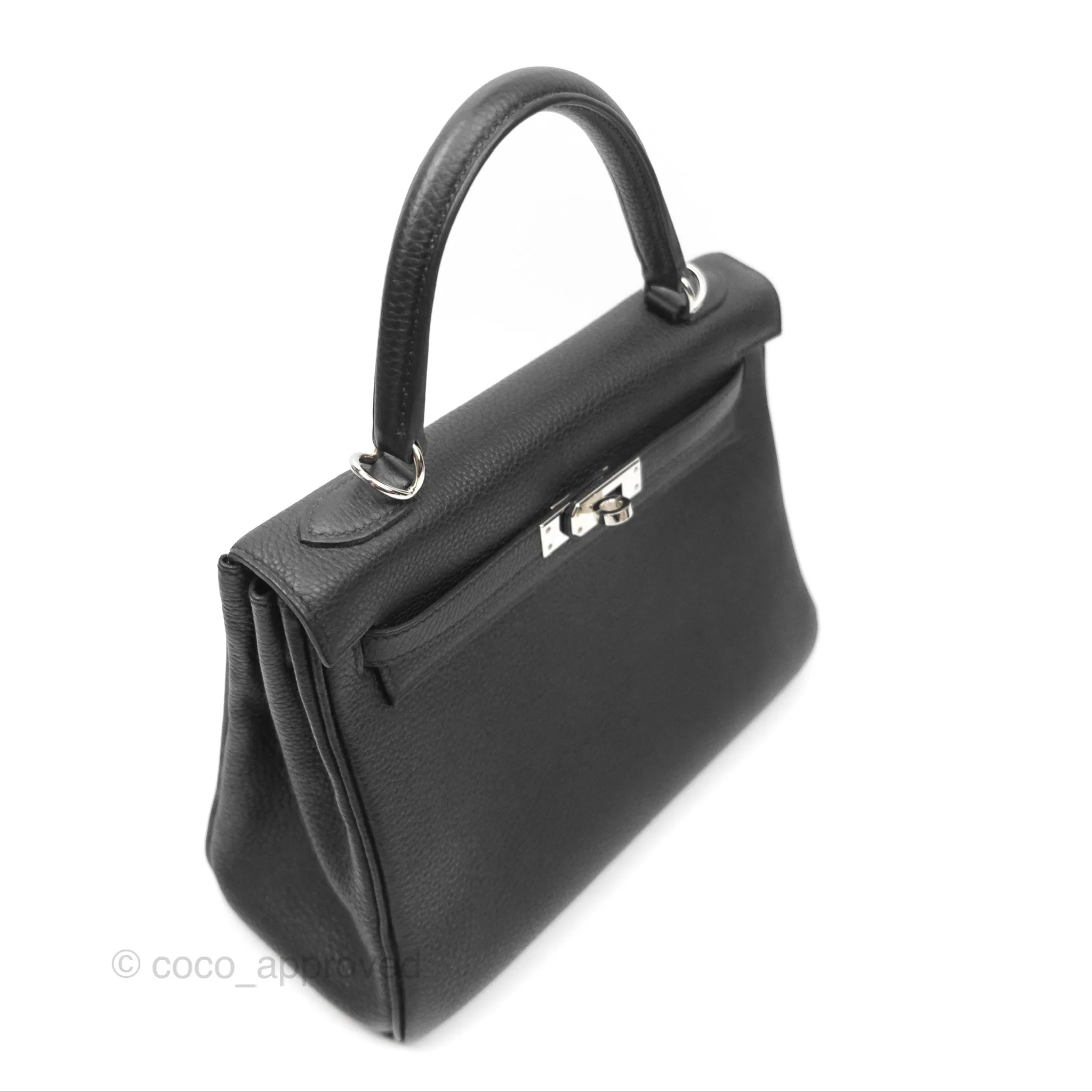 - DM/Email To Purchase - Herms Retourne Kelly 25 Black Togo Palladium Hardware