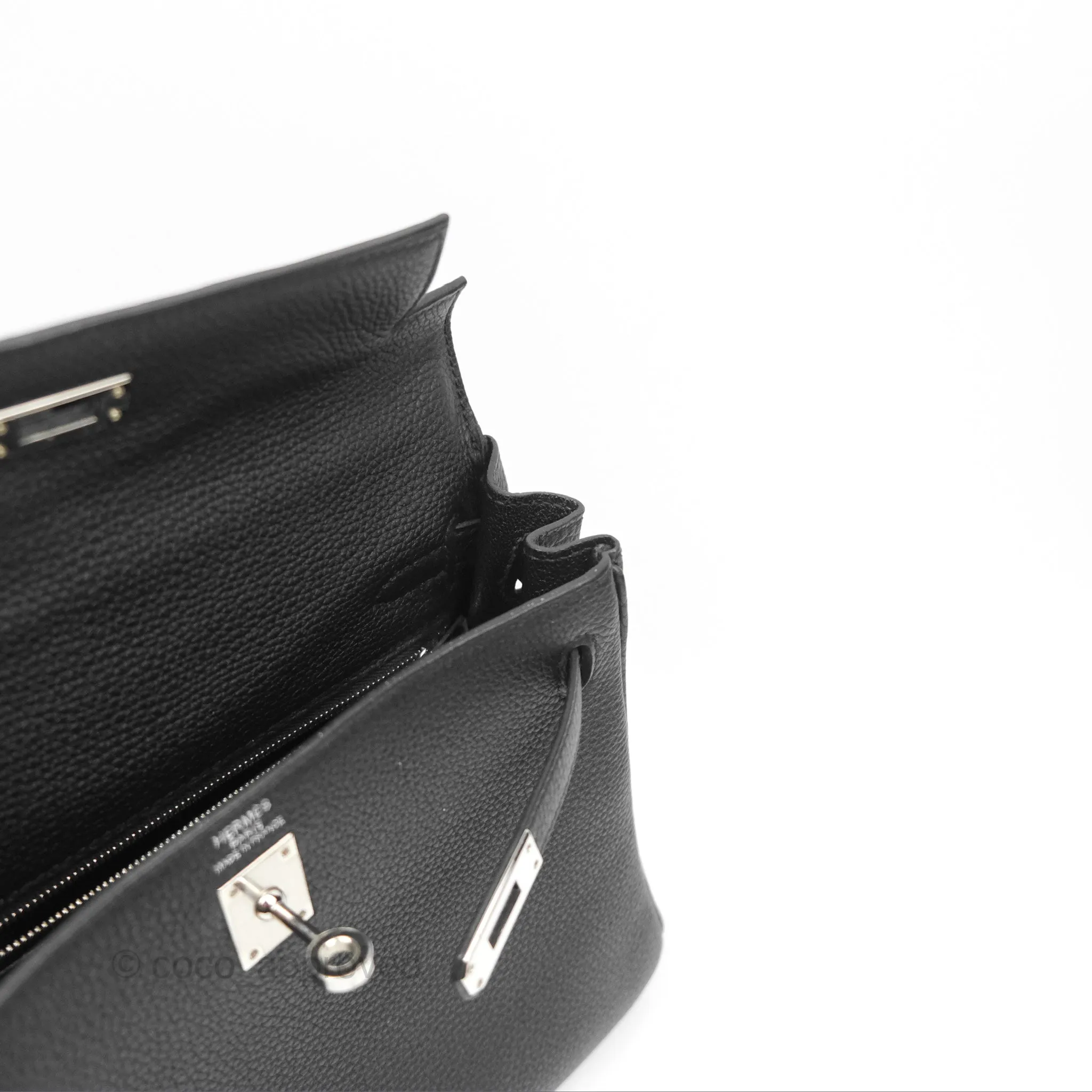 - DM/Email To Purchase - Herms Retourne Kelly 25 Black Togo Palladium Hardware