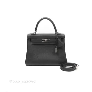 - DM/Email To Purchase - Herms Retourne Kelly 25 Black Togo Palladium Hardware
