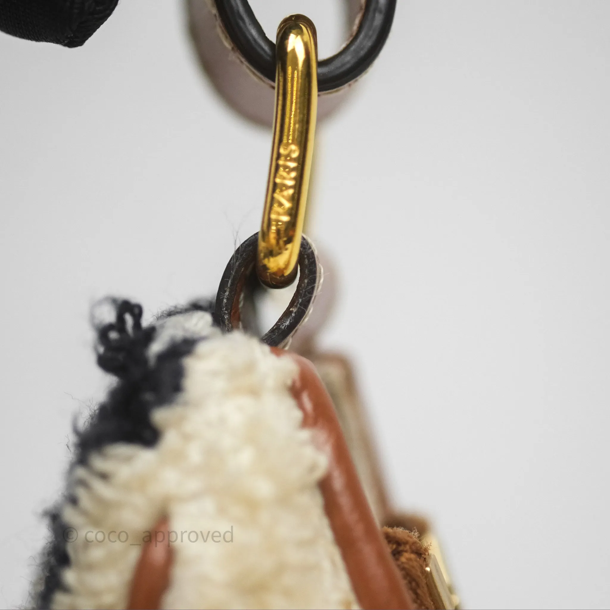 Celine Ava Bag in Embroidered Bouclette Textile with Triomphe Tan/ Navy