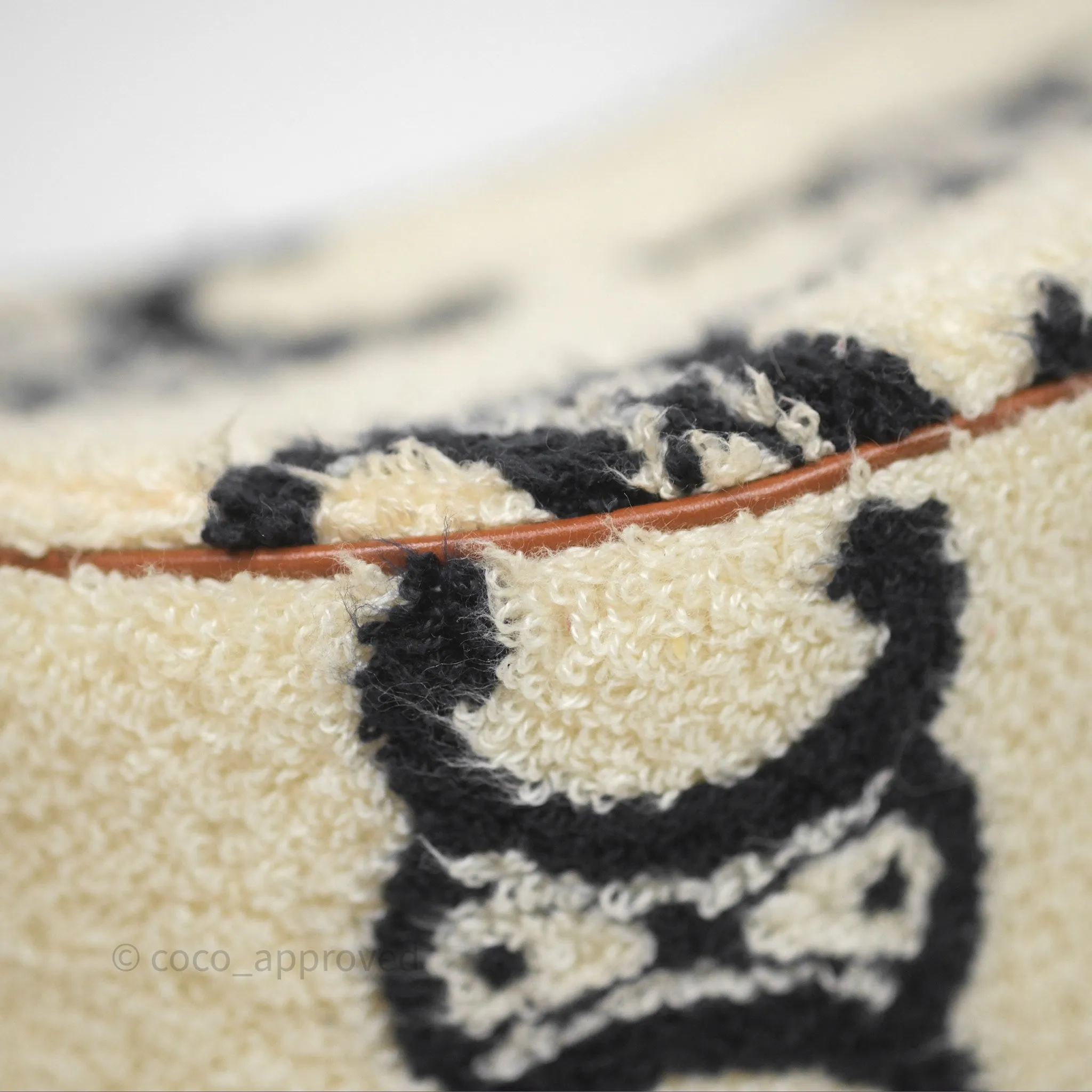 Celine Ava Bag in Embroidered Bouclette Textile with Triomphe Tan/ Navy