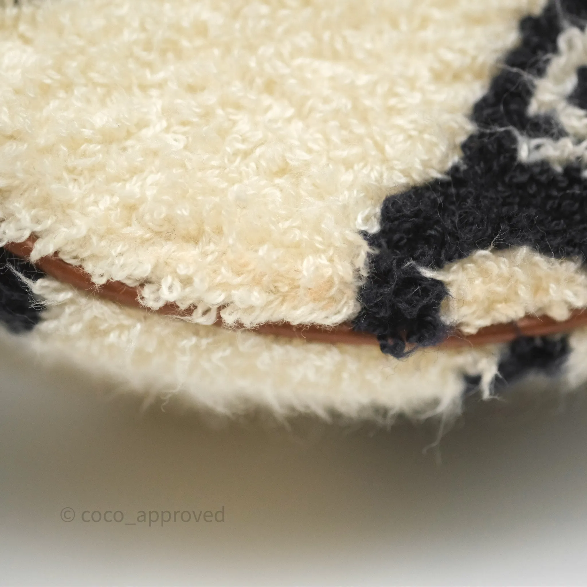 Celine Ava Bag in Embroidered Bouclette Textile with Triomphe Tan/ Navy