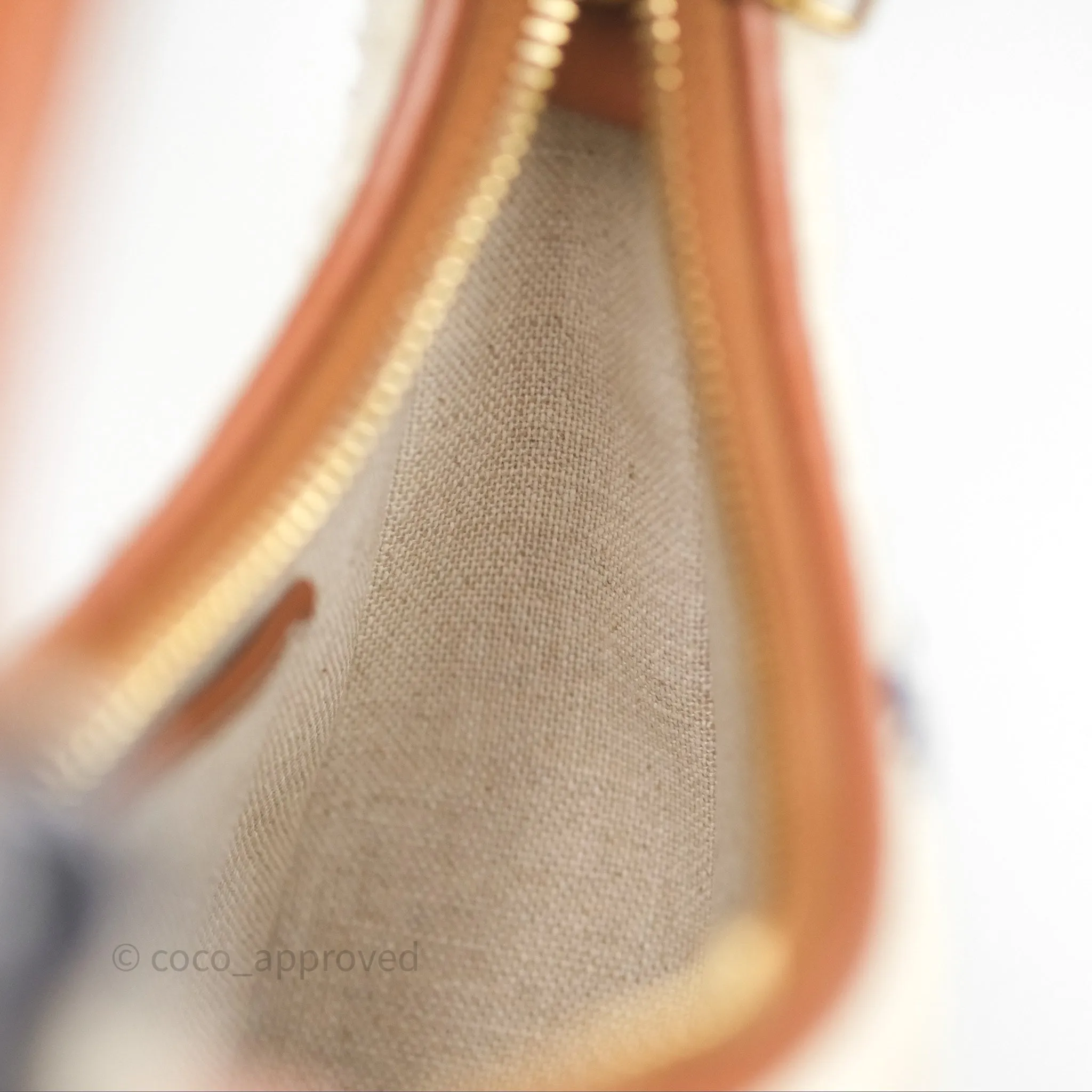 Celine Ava Bag in Embroidered Bouclette Textile with Triomphe Tan/ Navy