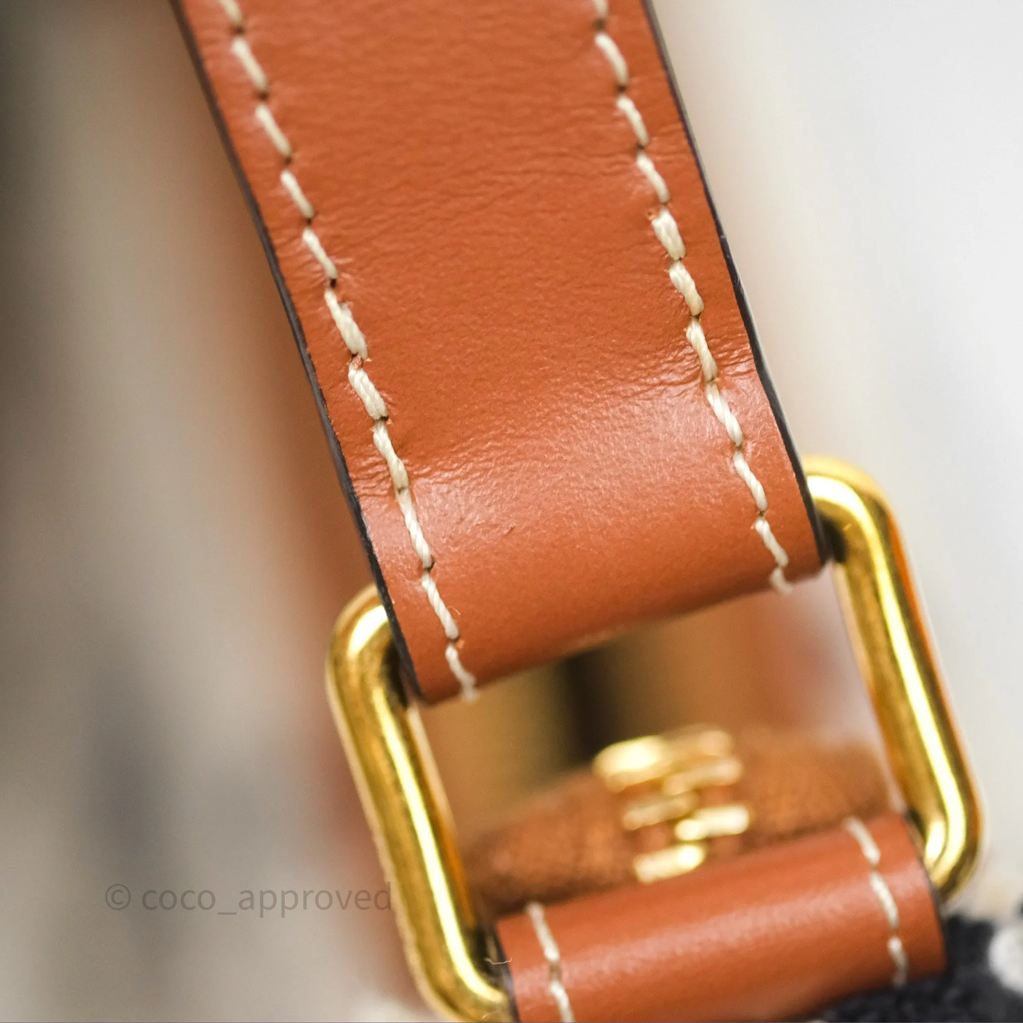 Celine Ava Bag in Embroidered Bouclette Textile with Triomphe Tan/ Navy