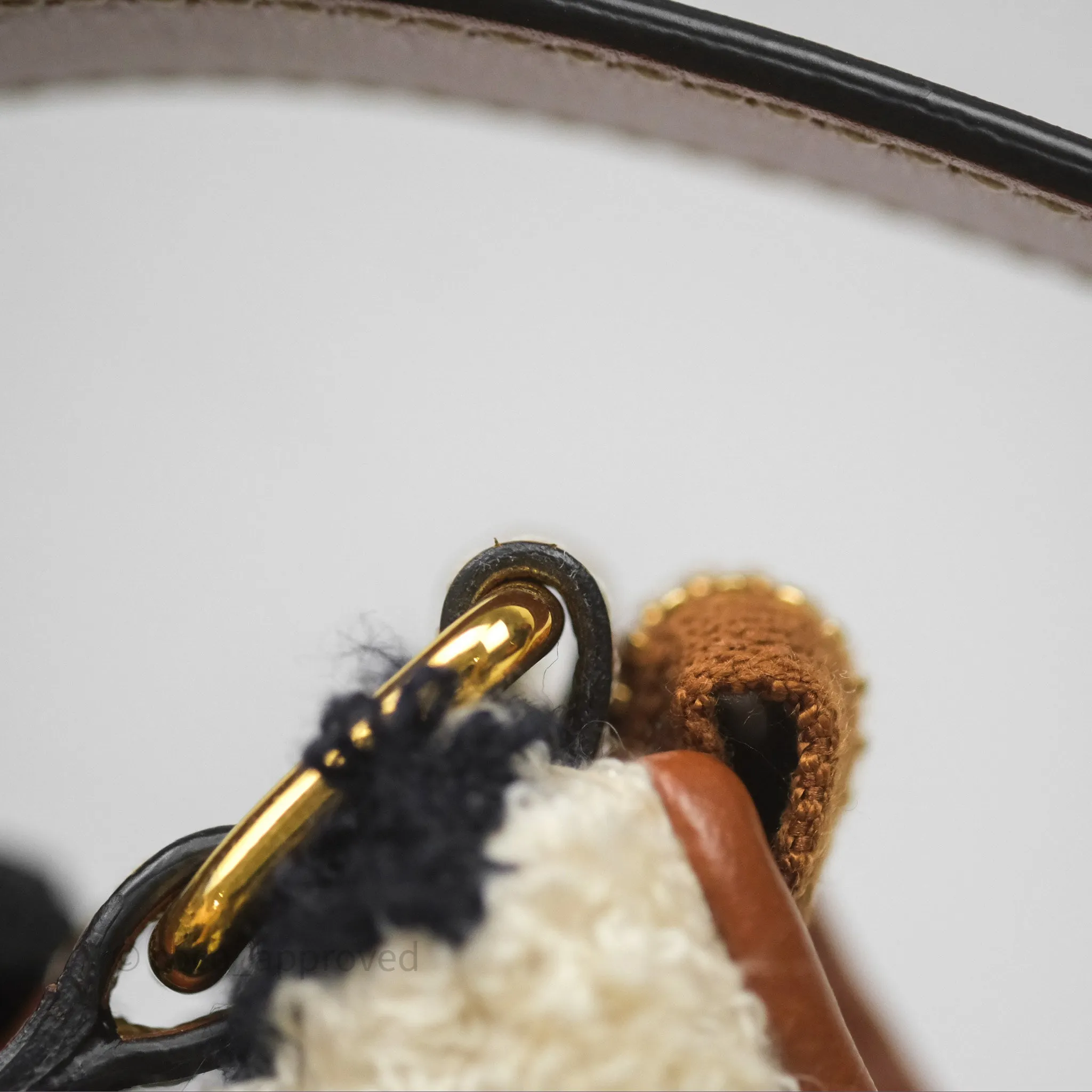 Celine Ava Bag in Embroidered Bouclette Textile with Triomphe Tan/ Navy