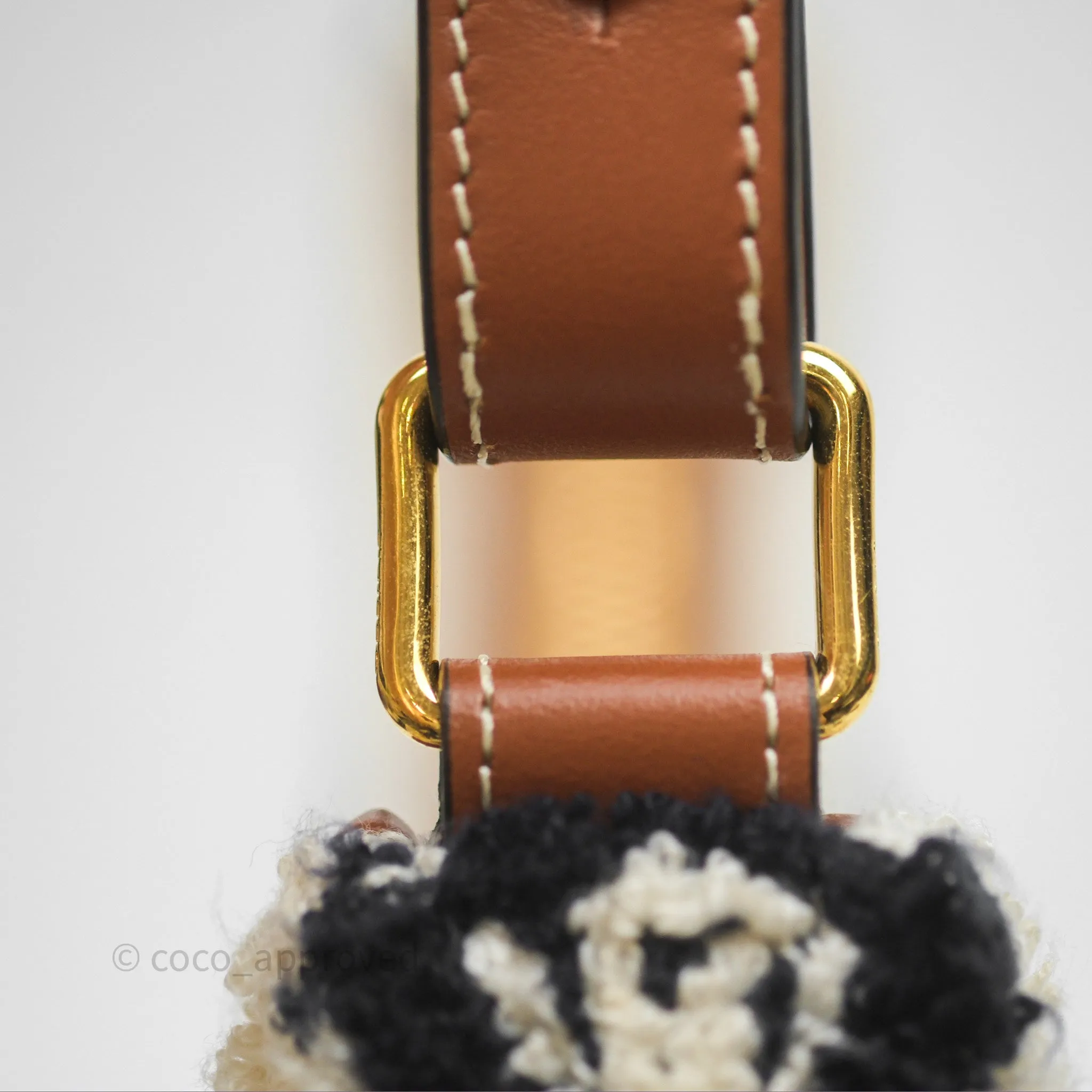 Celine Ava Bag in Embroidered Bouclette Textile with Triomphe Tan/ Navy
