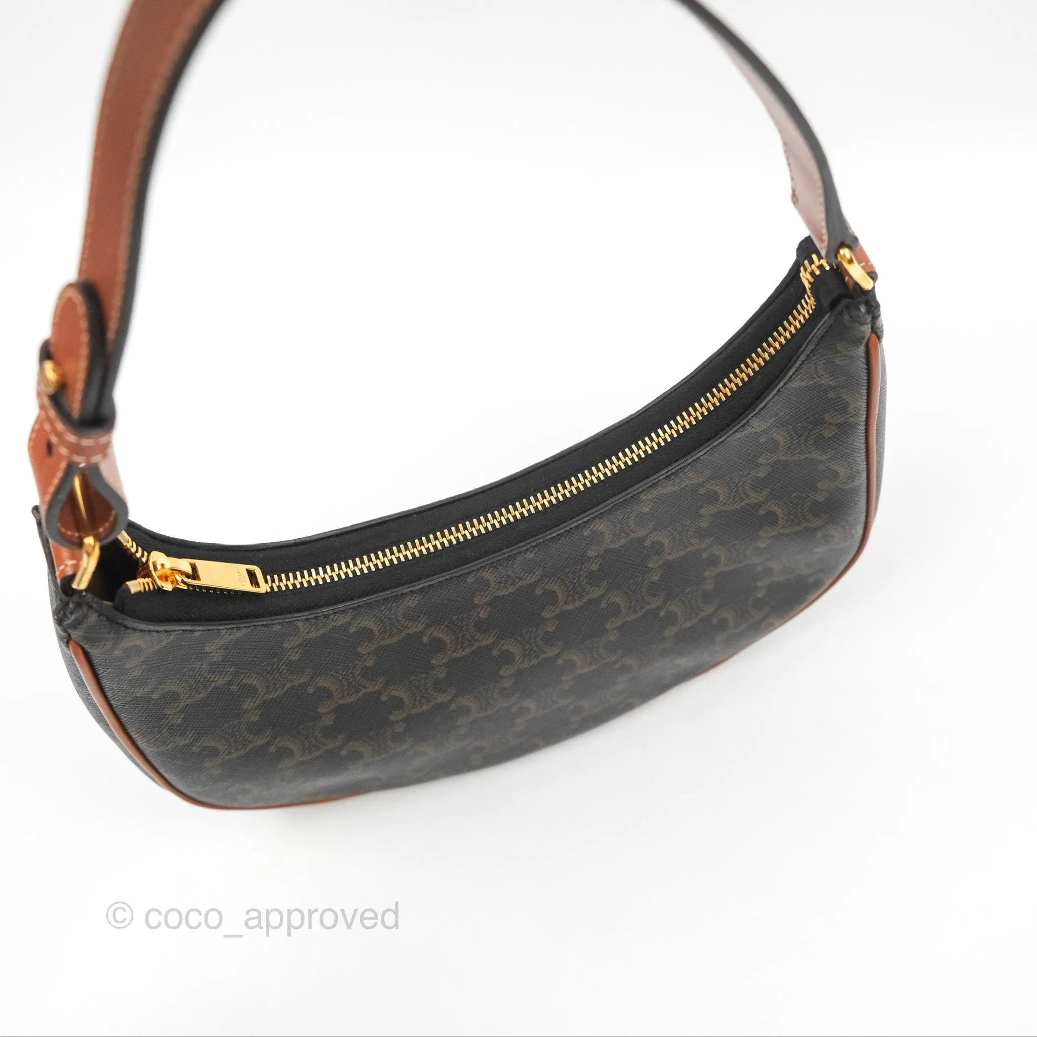 Celine Ava Bag In Triomphe Canvas Calfskin Tan