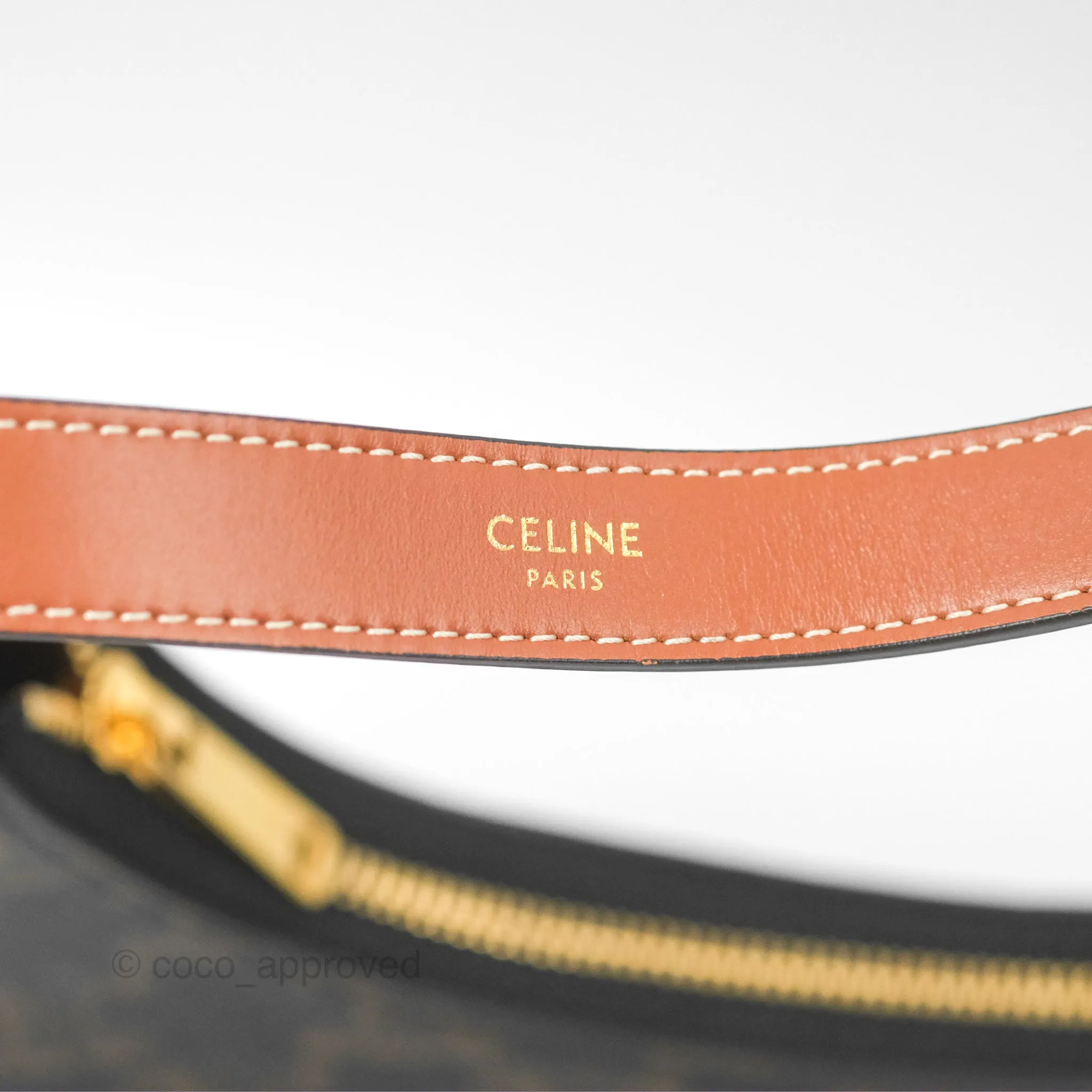 Celine Ava Bag In Triomphe Canvas Calfskin Tan