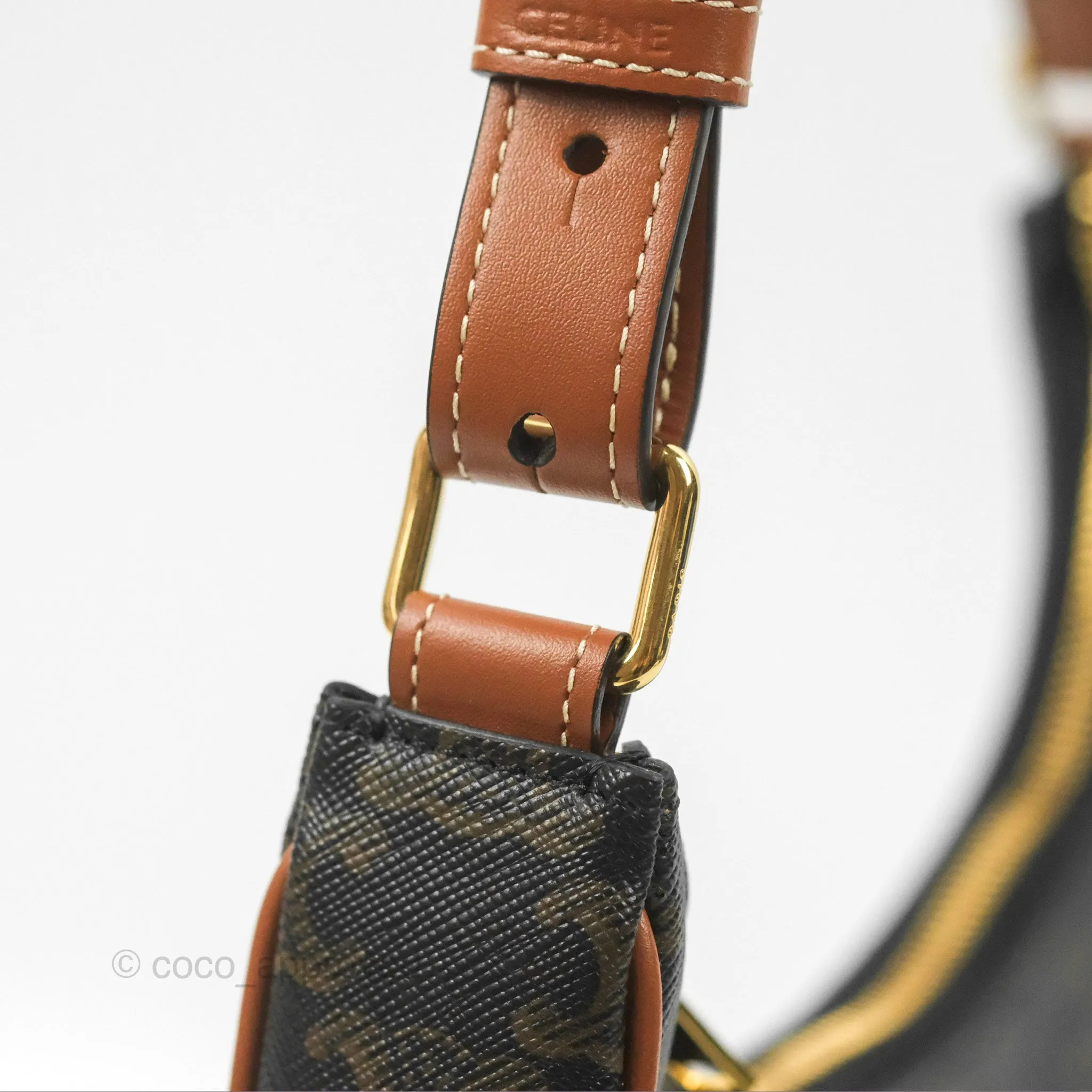 Celine Ava Bag In Triomphe Canvas Calfskin Tan