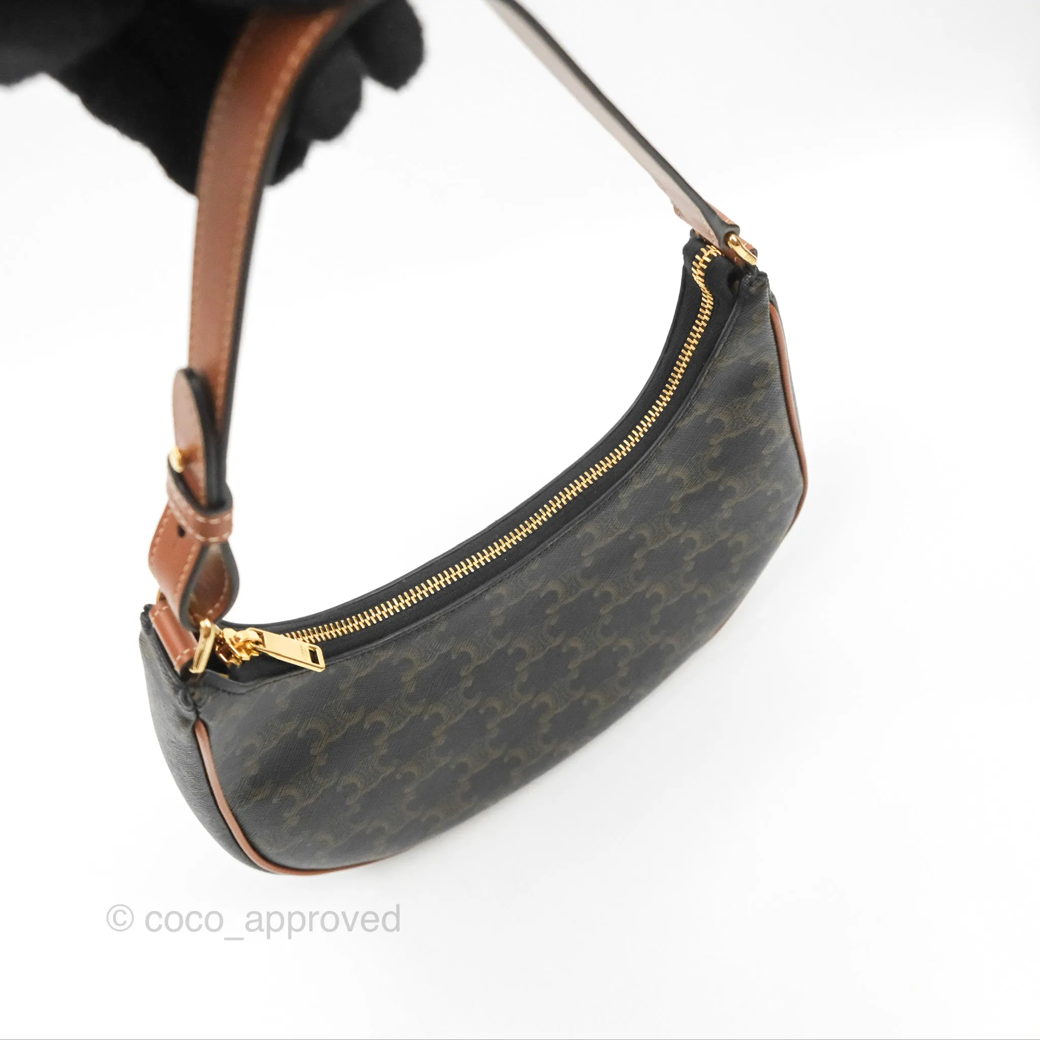Celine Ava Bag In Triomphe Canvas Calfskin Tan