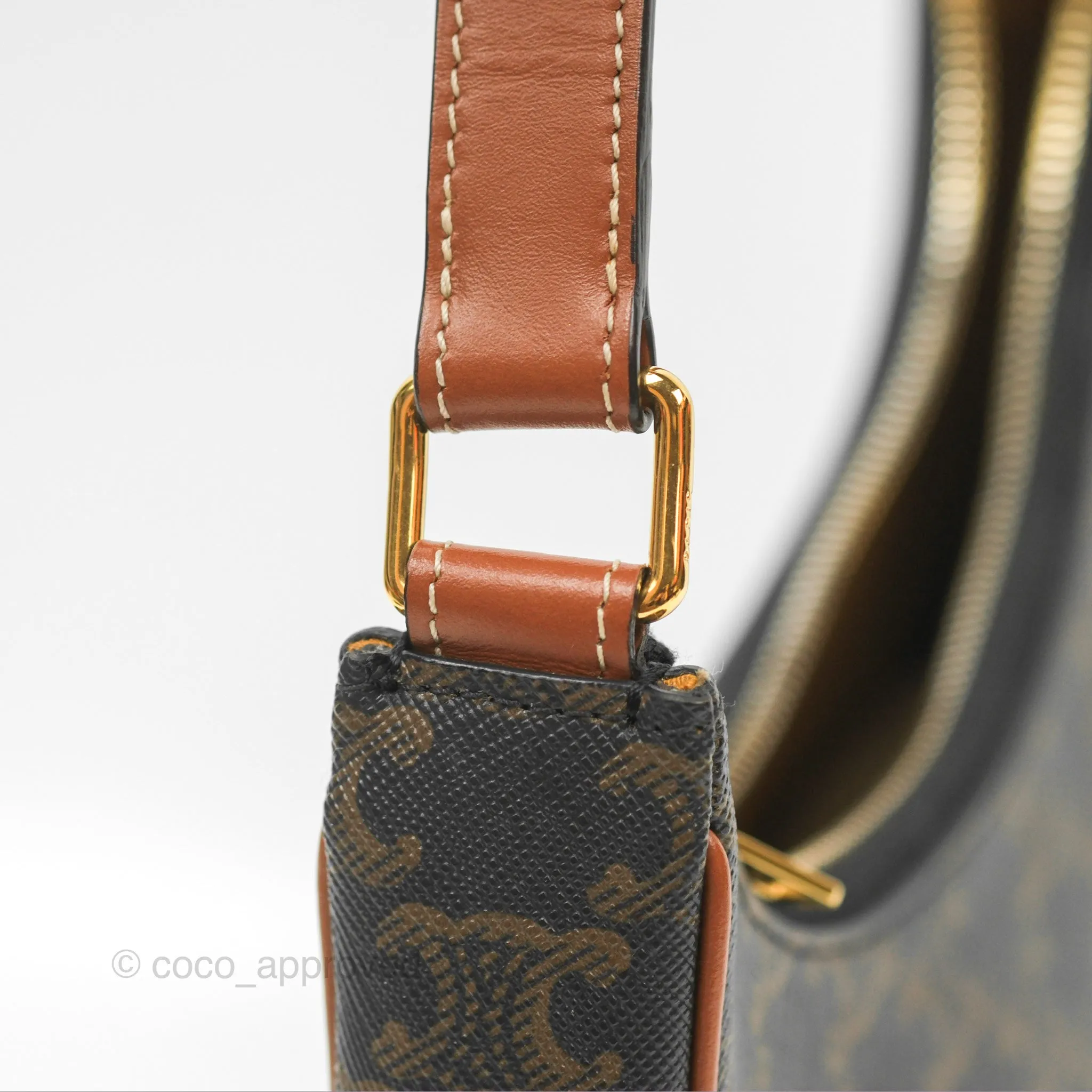 Celine Ava Bag In Triomphe Canvas Calfskin Tan