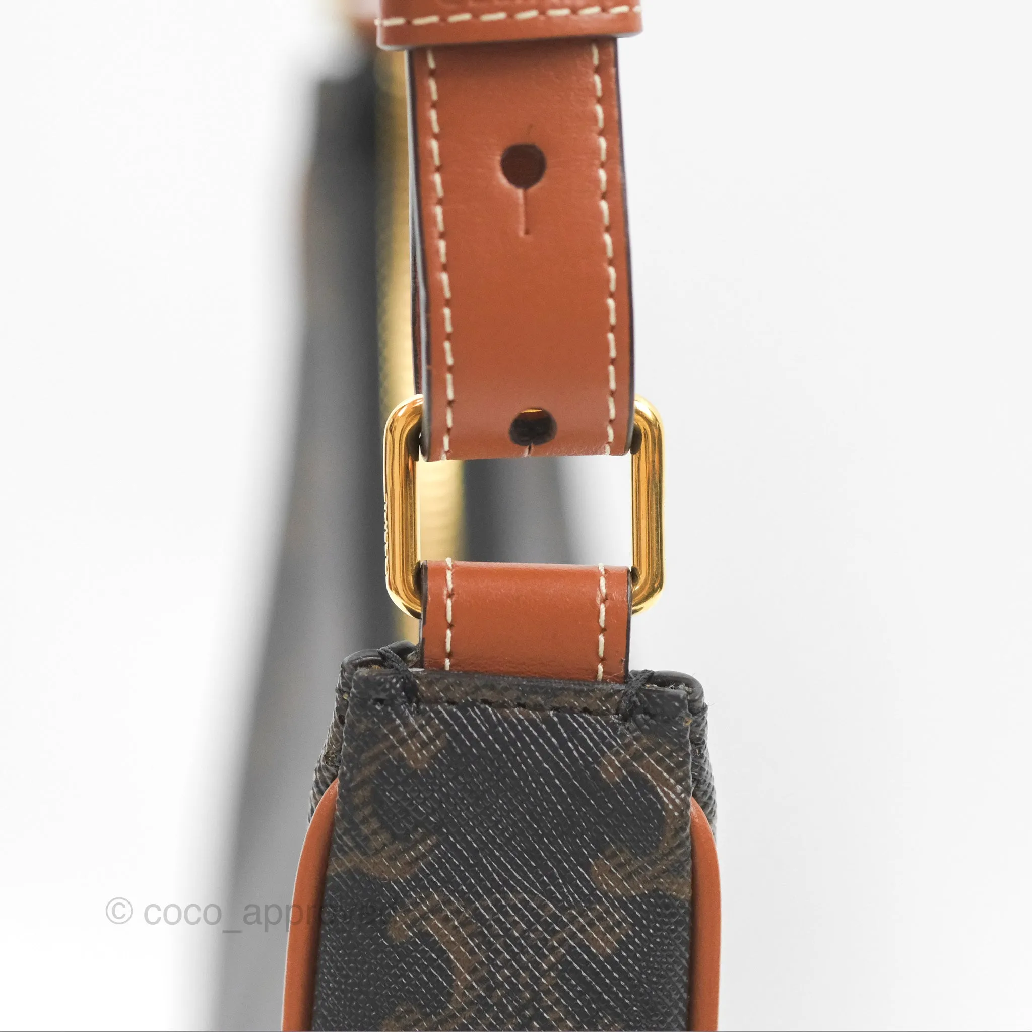 Celine Ava Bag In Triomphe Canvas Calfskin Tan