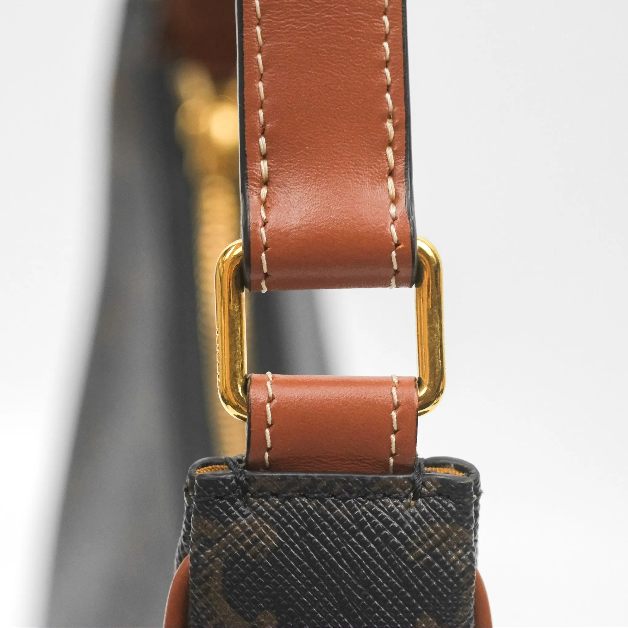 Celine Ava Bag In Triomphe Canvas Calfskin Tan