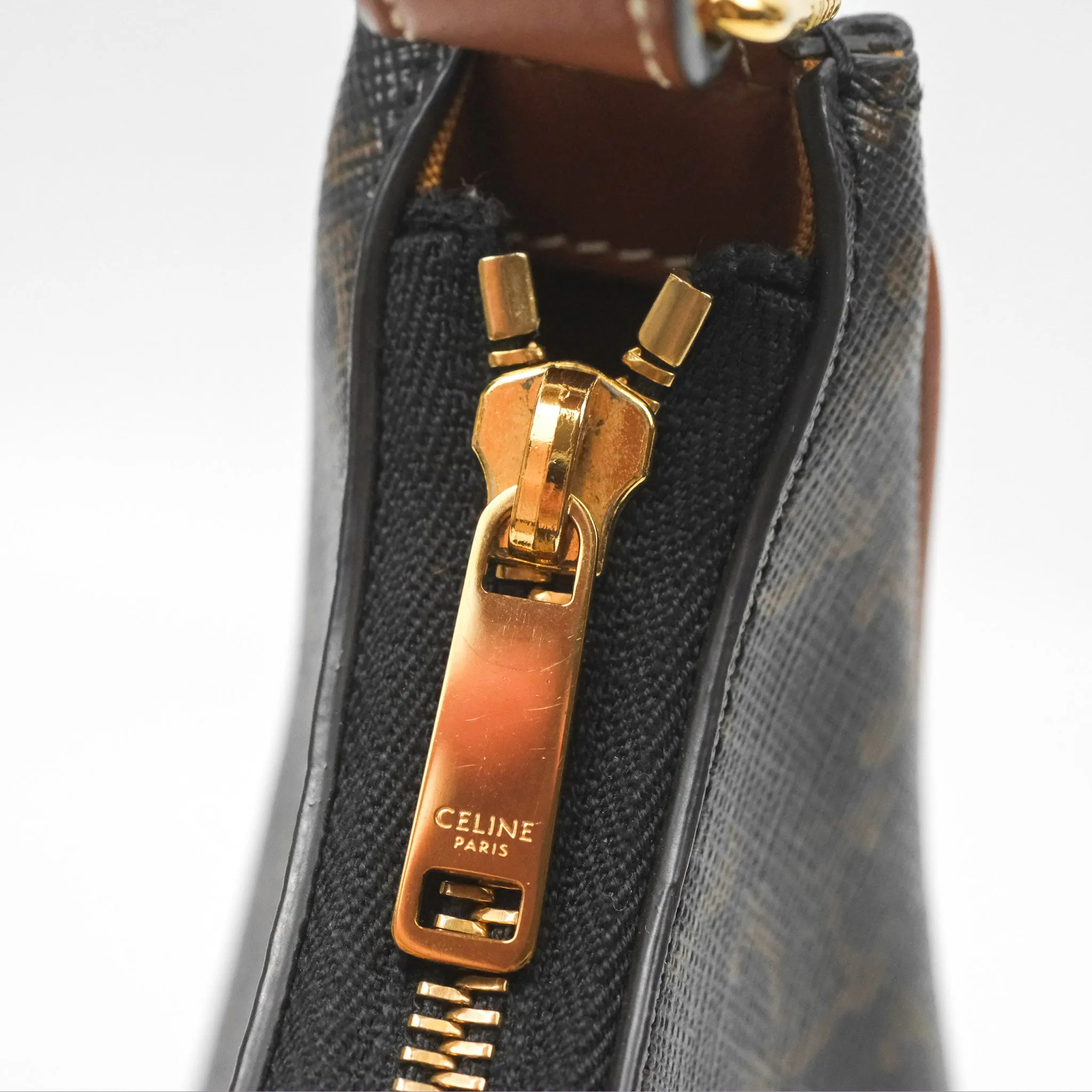 Celine Ava Bag In Triomphe Canvas Calfskin Tan