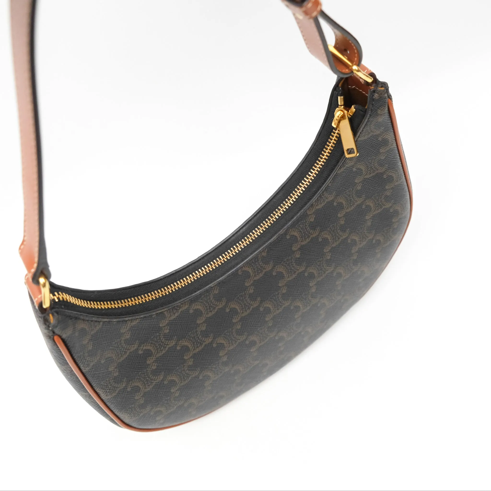 Celine Ava Bag In Triomphe Canvas Calfskin Tan