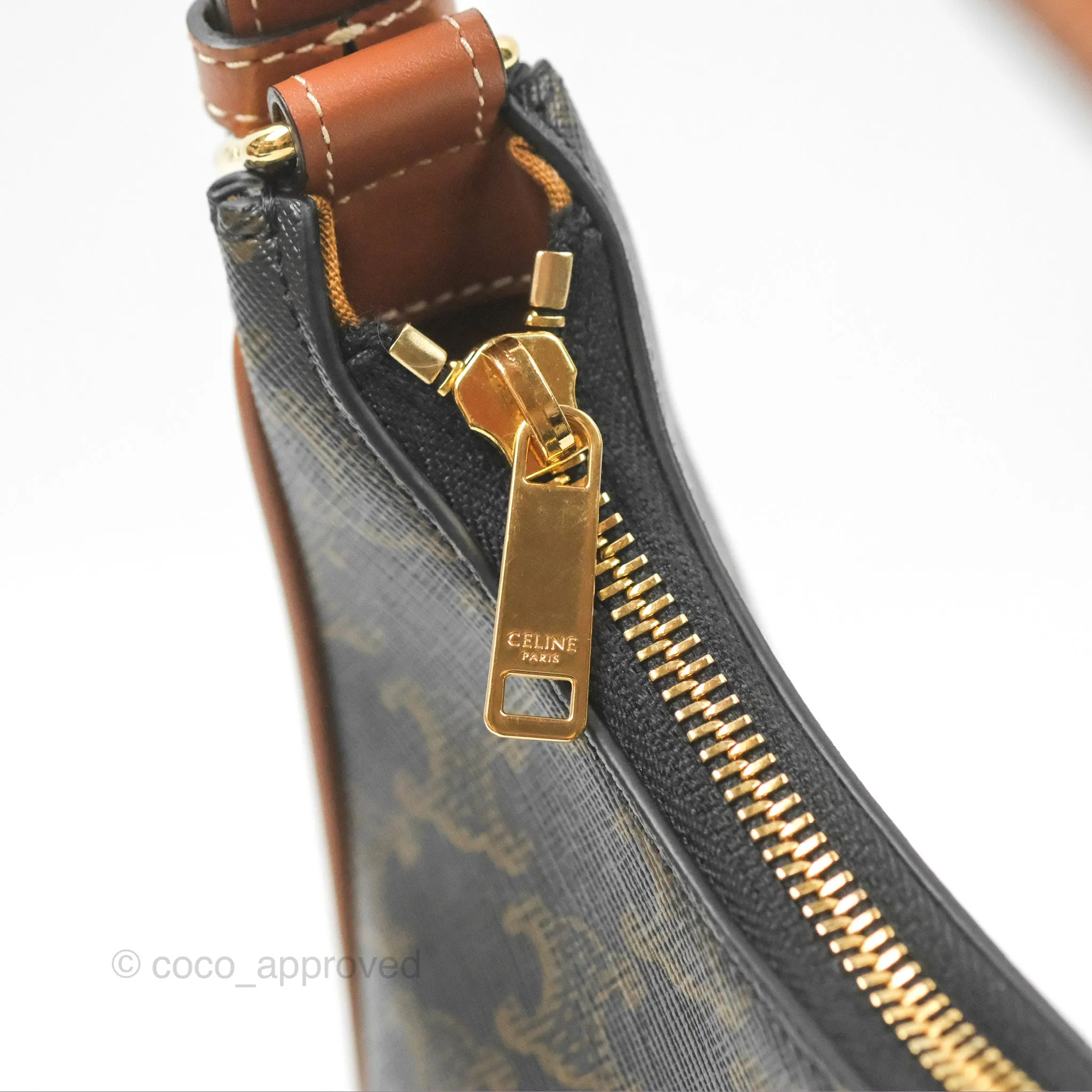 Celine Ava Bag In Triomphe Canvas Calfskin Tan