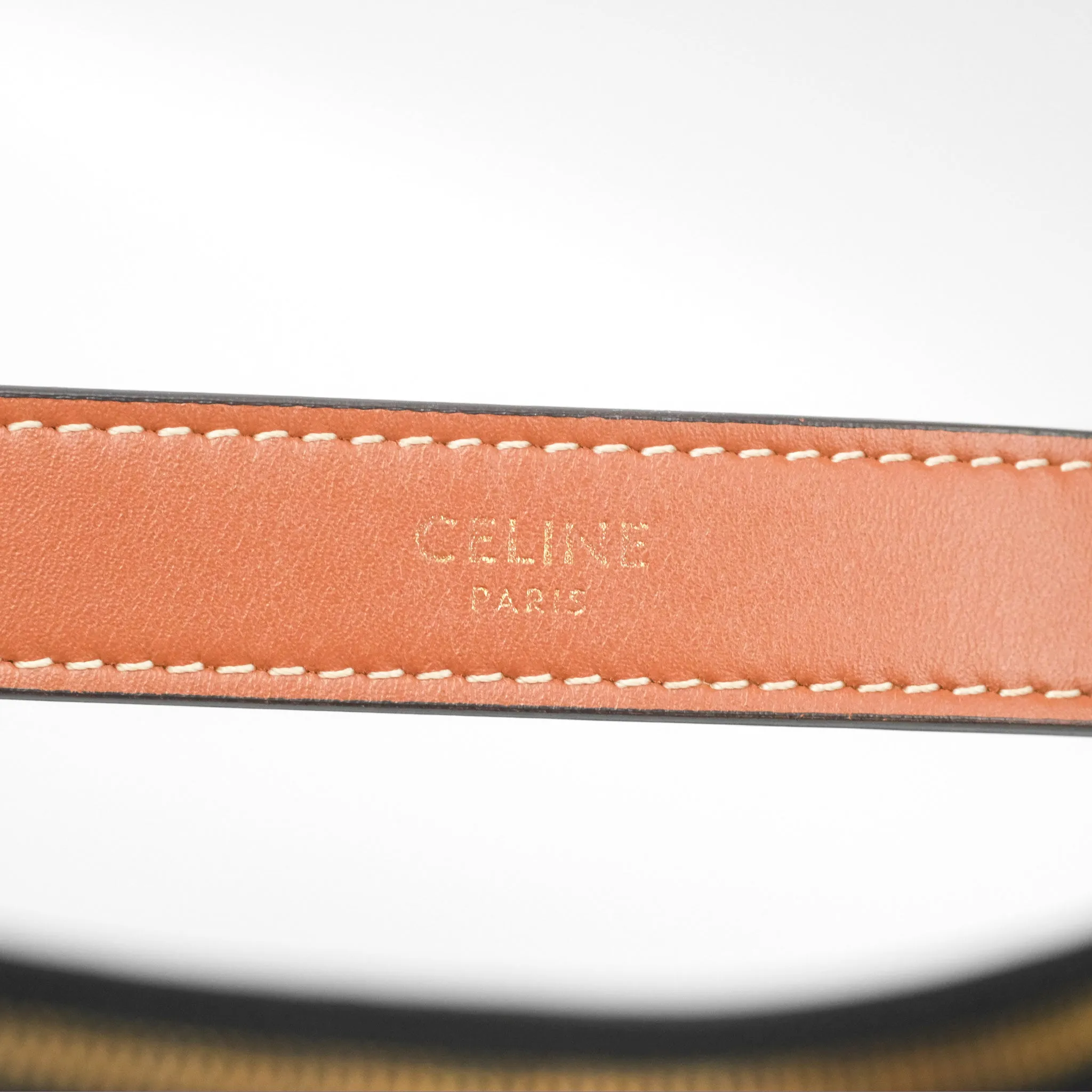 Celine Ava Bag In Triomphe Canvas Calfskin Tan