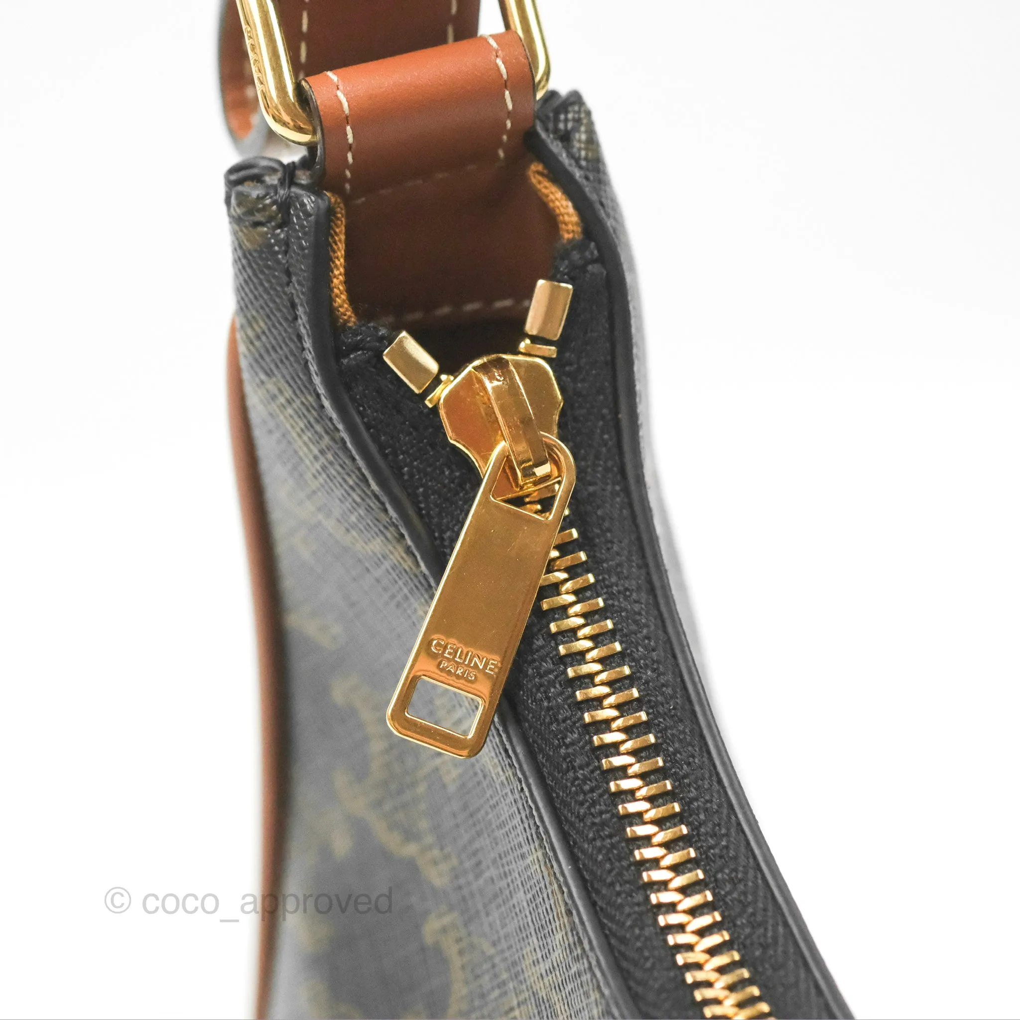 Celine Ava Bag In Triomphe Canvas Calfskin Tan