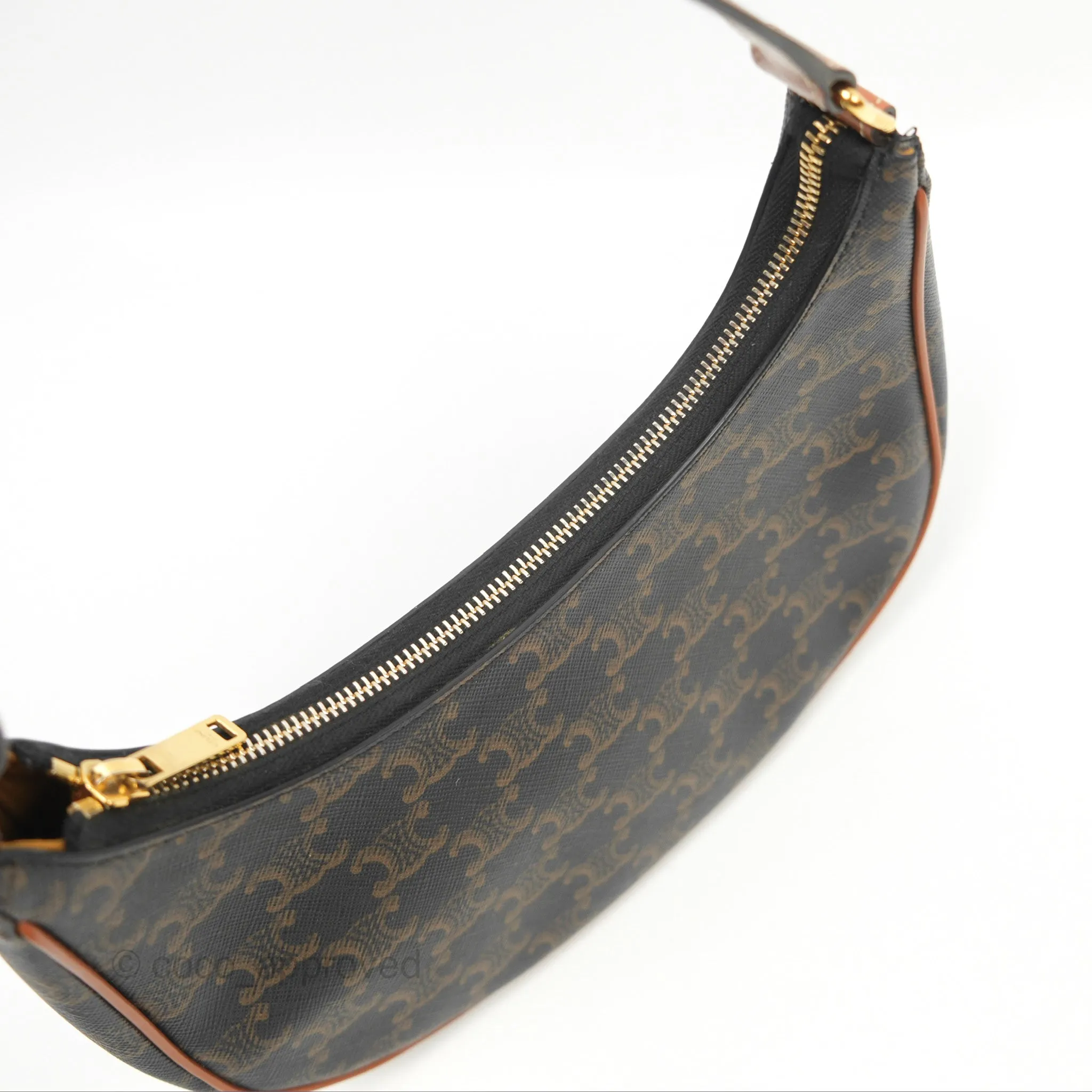 Celine Ava Bag In Triomphe Canvas Calfskin Tan
