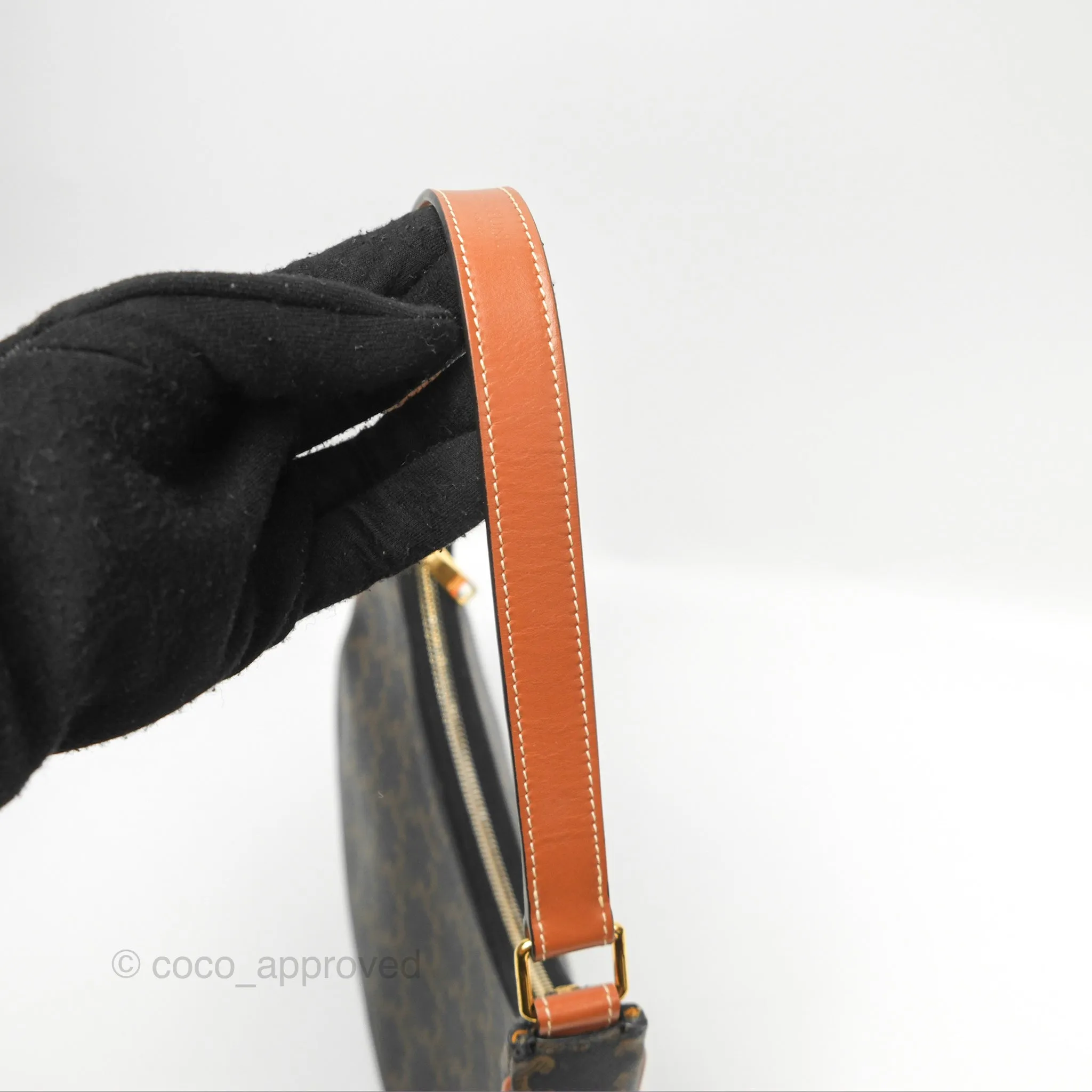 Celine Ava Bag In Triomphe Canvas Calfskin Tan