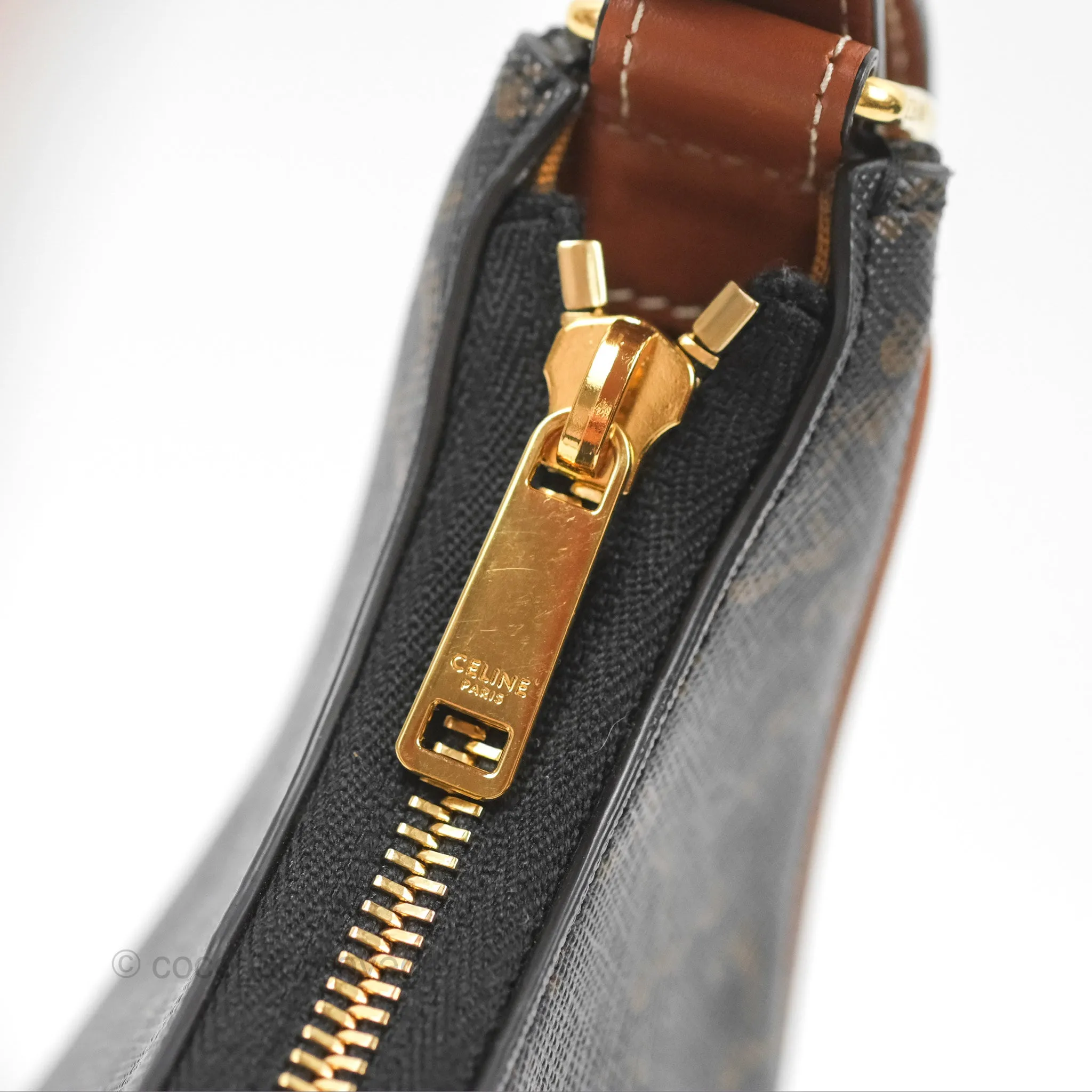 Celine Ava Bag In Triomphe Canvas Calfskin Tan