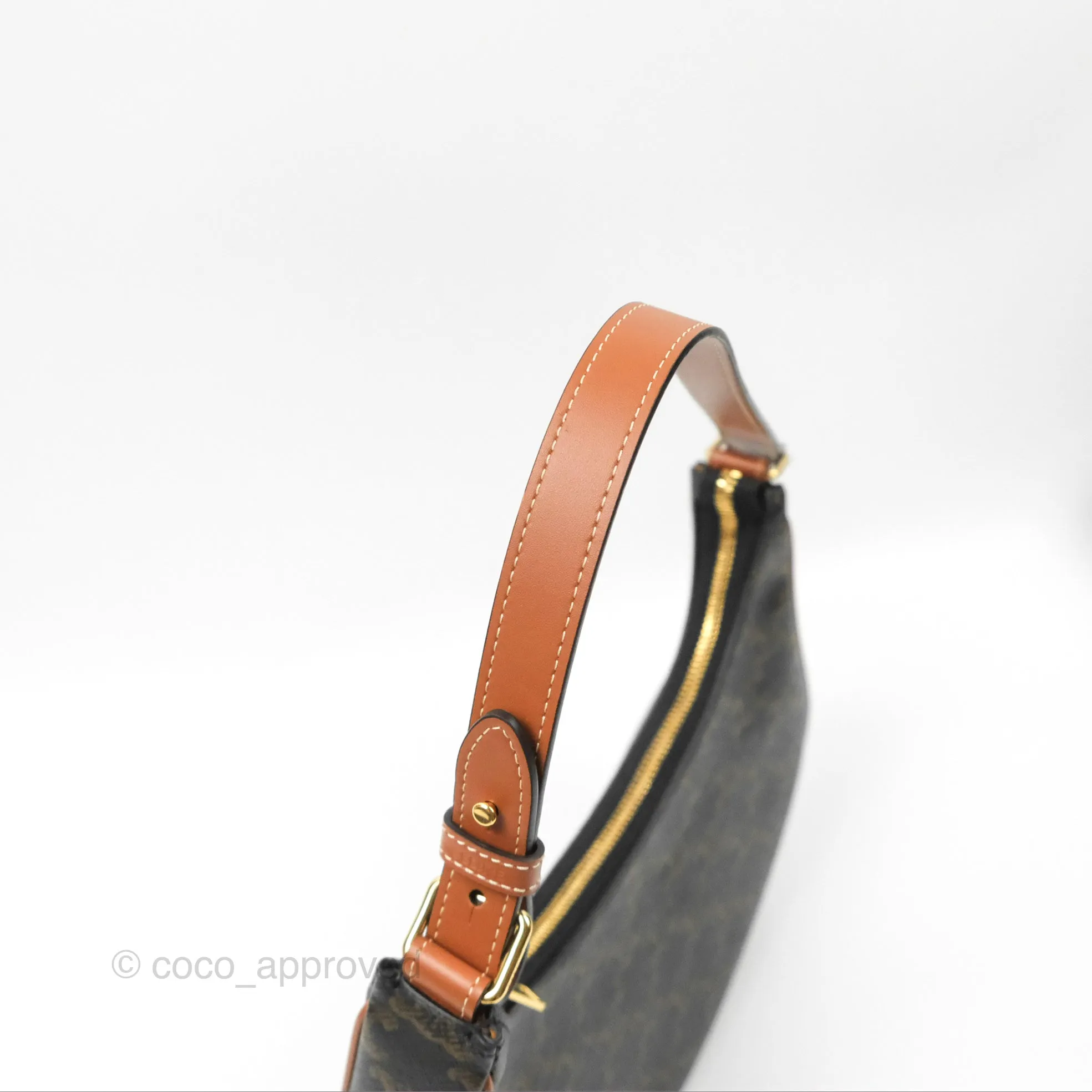 Celine Ava Bag In Triomphe Canvas Calfskin Tan