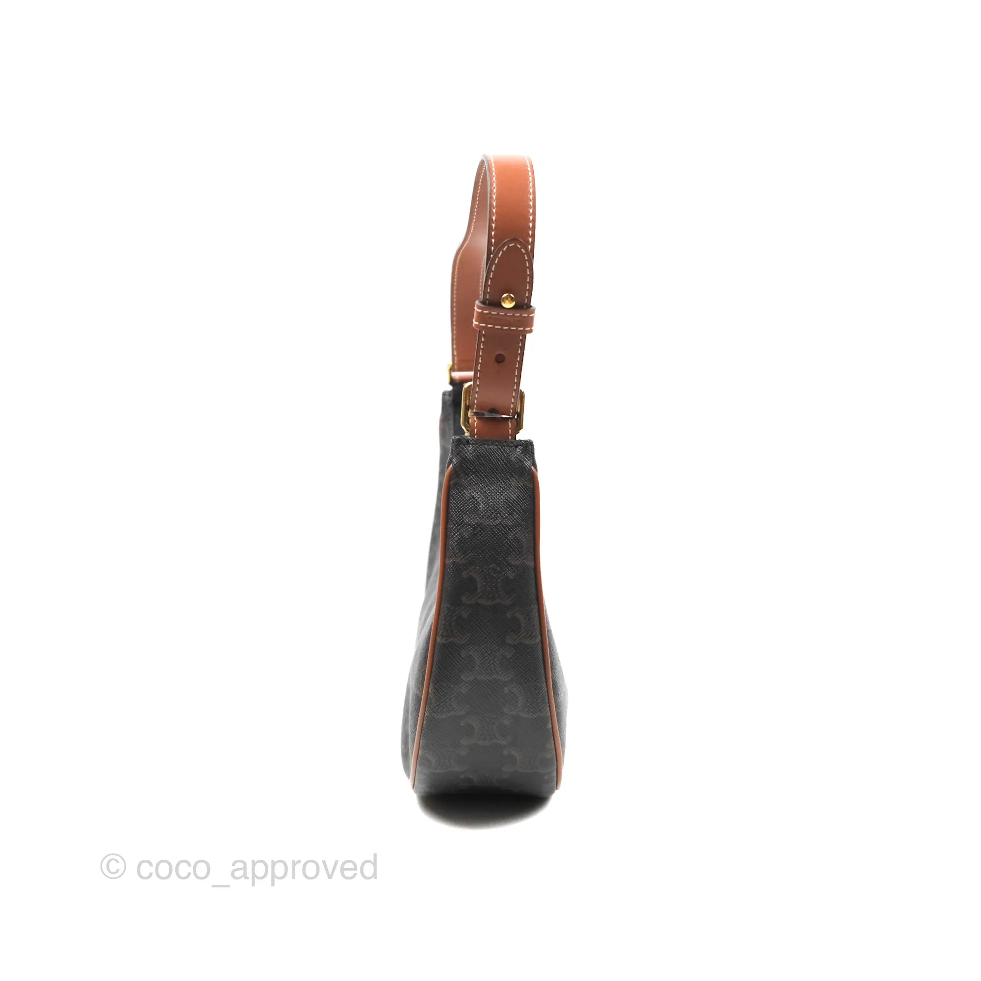 Celine Ava Bag In Triomphe Canvas Calfskin Tan