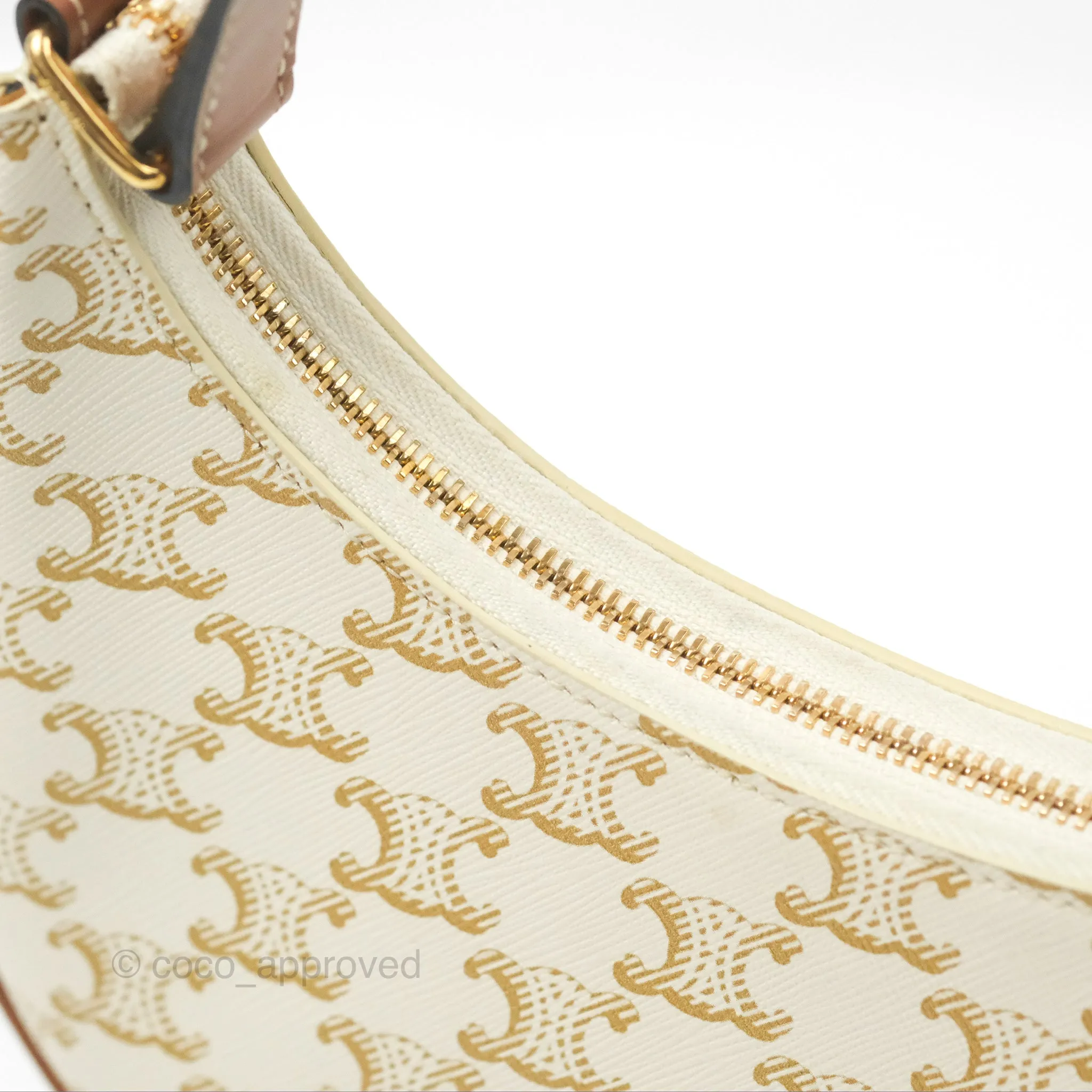 Celine Ava Bag In Triomphe Canvas Calfskin White