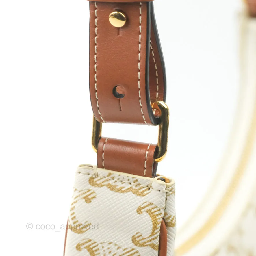 Celine Ava Bag In Triomphe Canvas Calfskin White