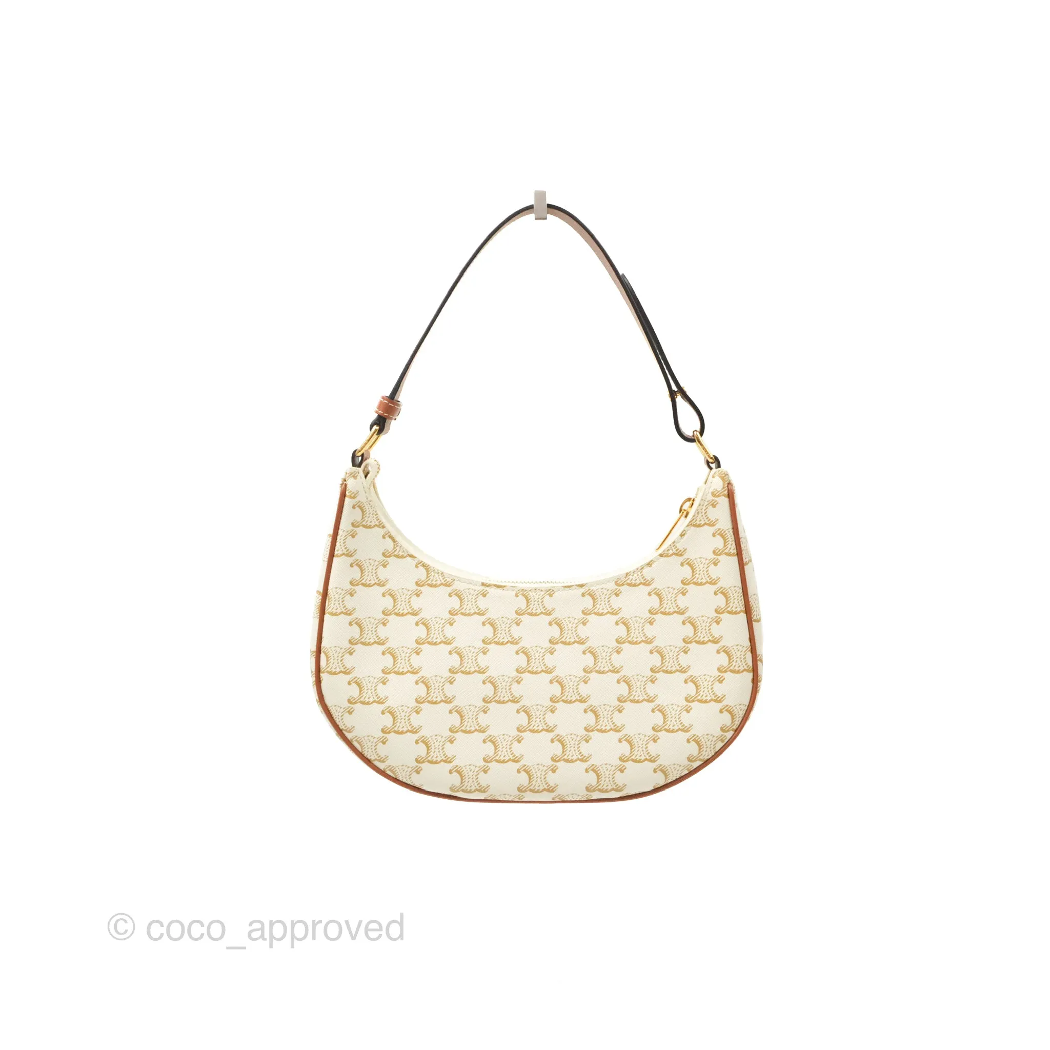 Celine Ava Bag In Triomphe Canvas Calfskin White