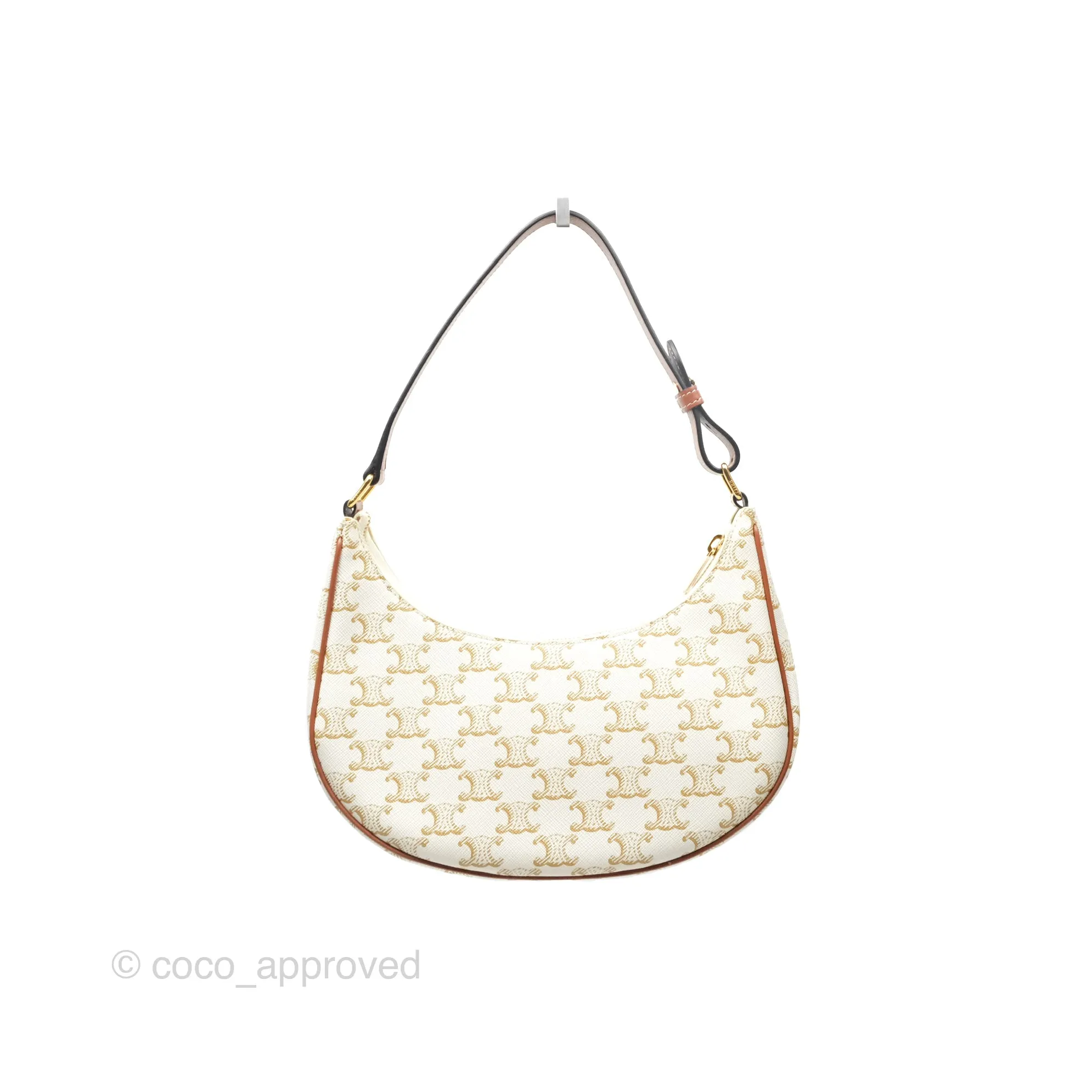 Celine Ava Bag In Triomphe Canvas Calfskin White