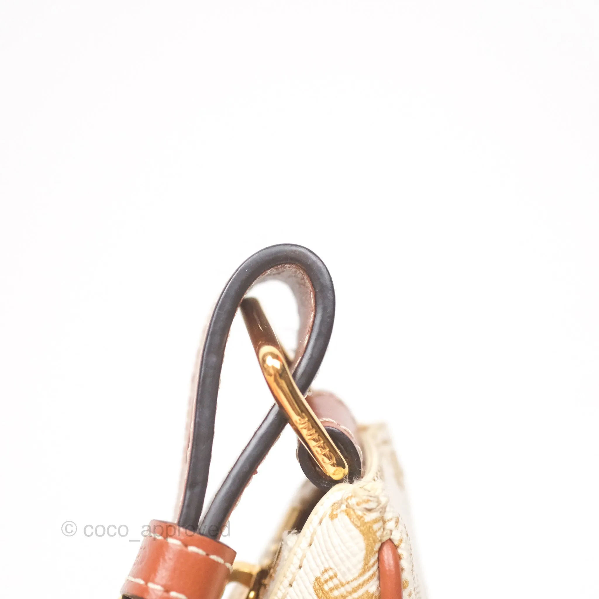 Celine Ava Bag In Triomphe Canvas Calfskin White