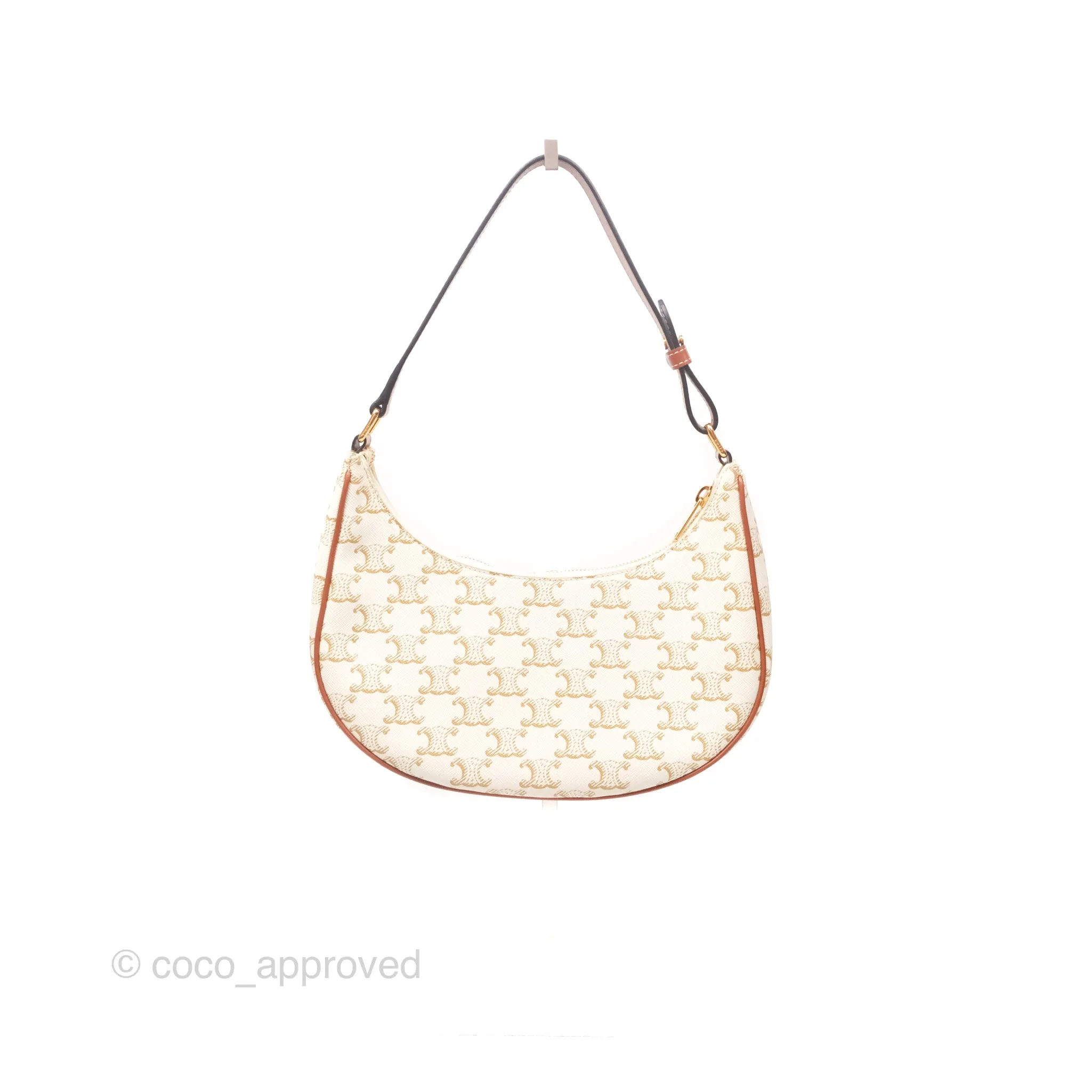 Celine Ava Bag In Triomphe Canvas Calfskin White